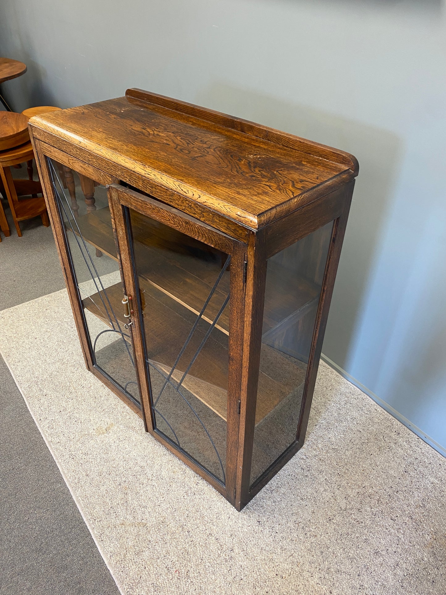 Art Deco Tiger Oak Leadlight Cabinet