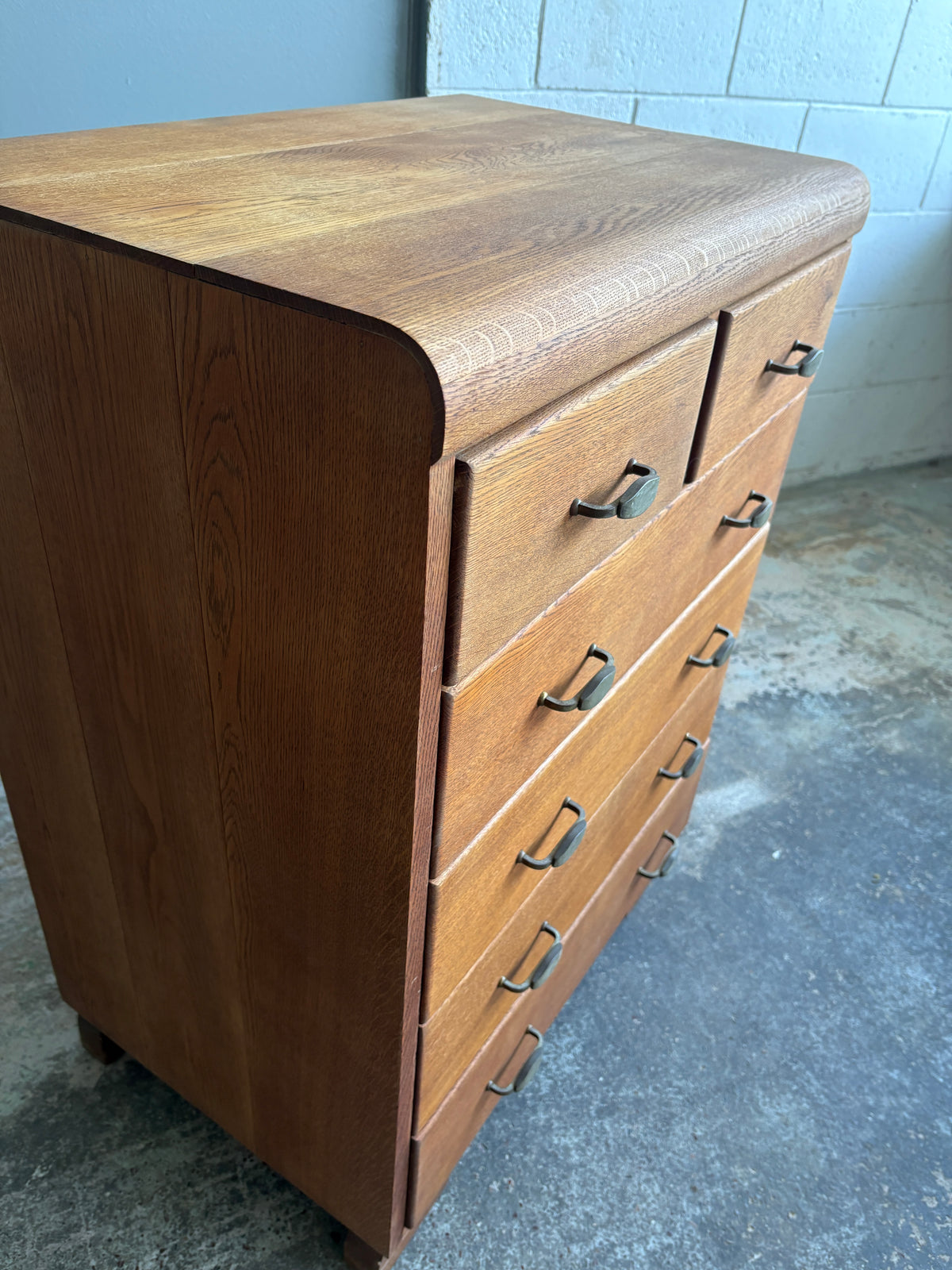 1950s Solid Tiger Oak Tallboy