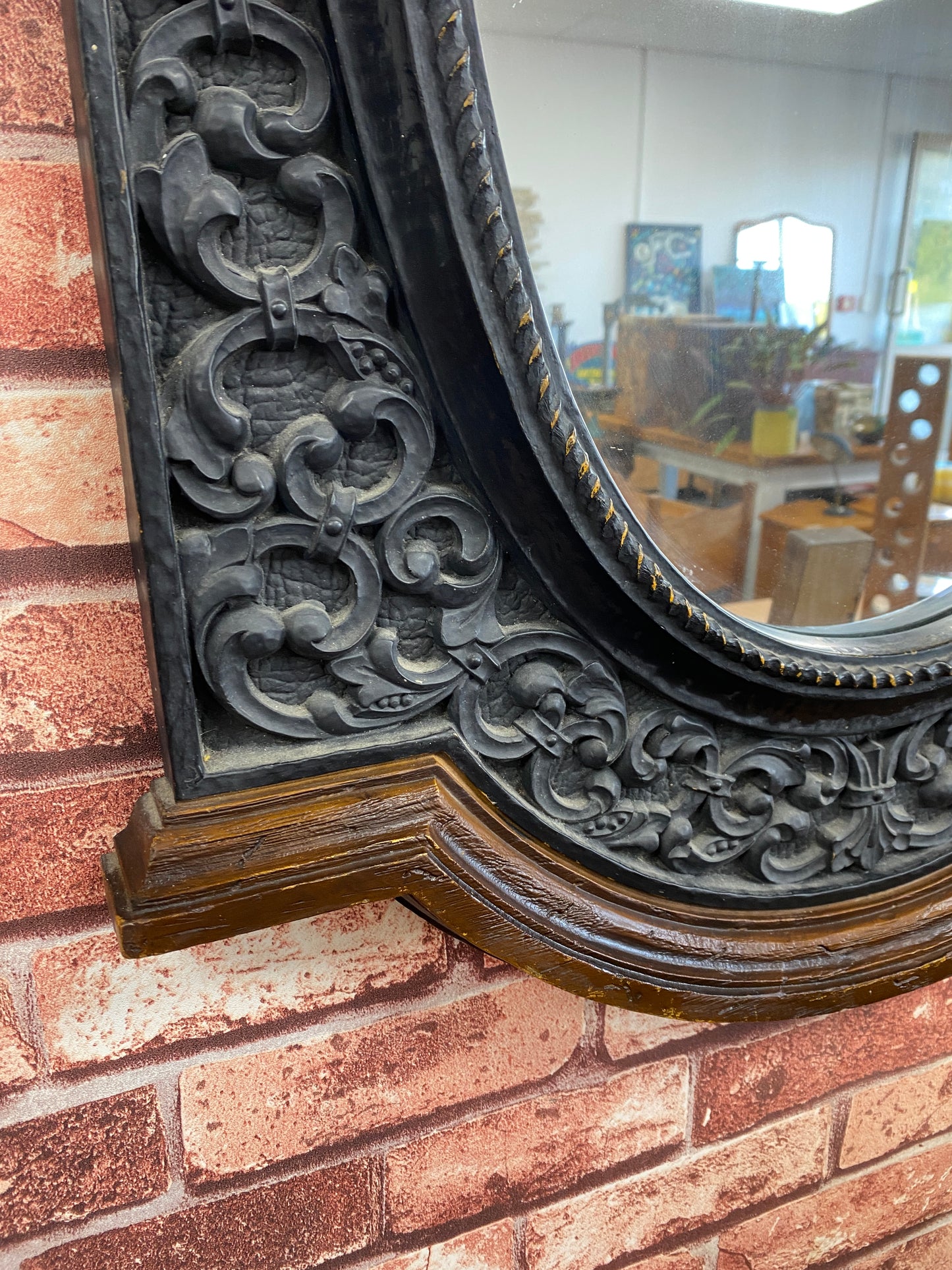1960s Syroco Rustic European Faux Wrought Iron Mirror