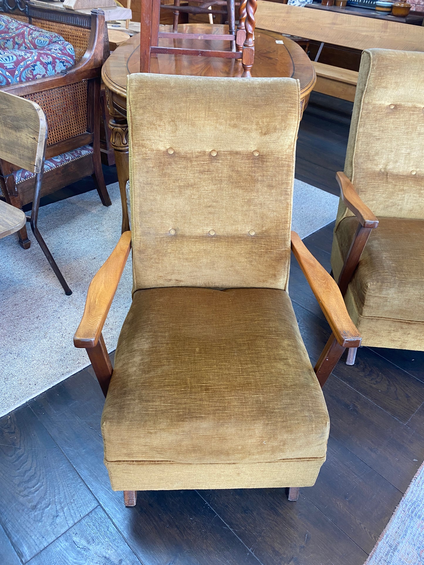 1970s Velour Armchairs (Pair)