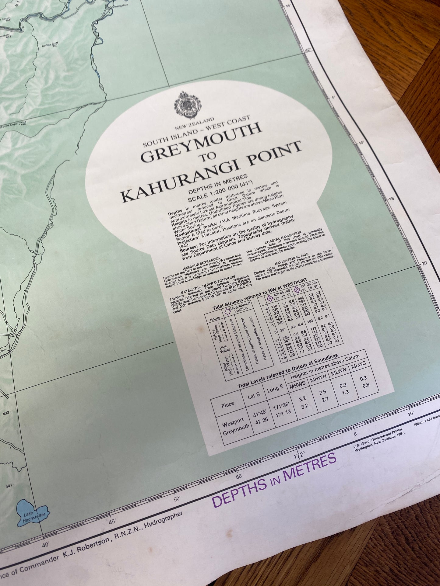 1985 Royal Navy Greymouth to Kahurangi Point Marine Map