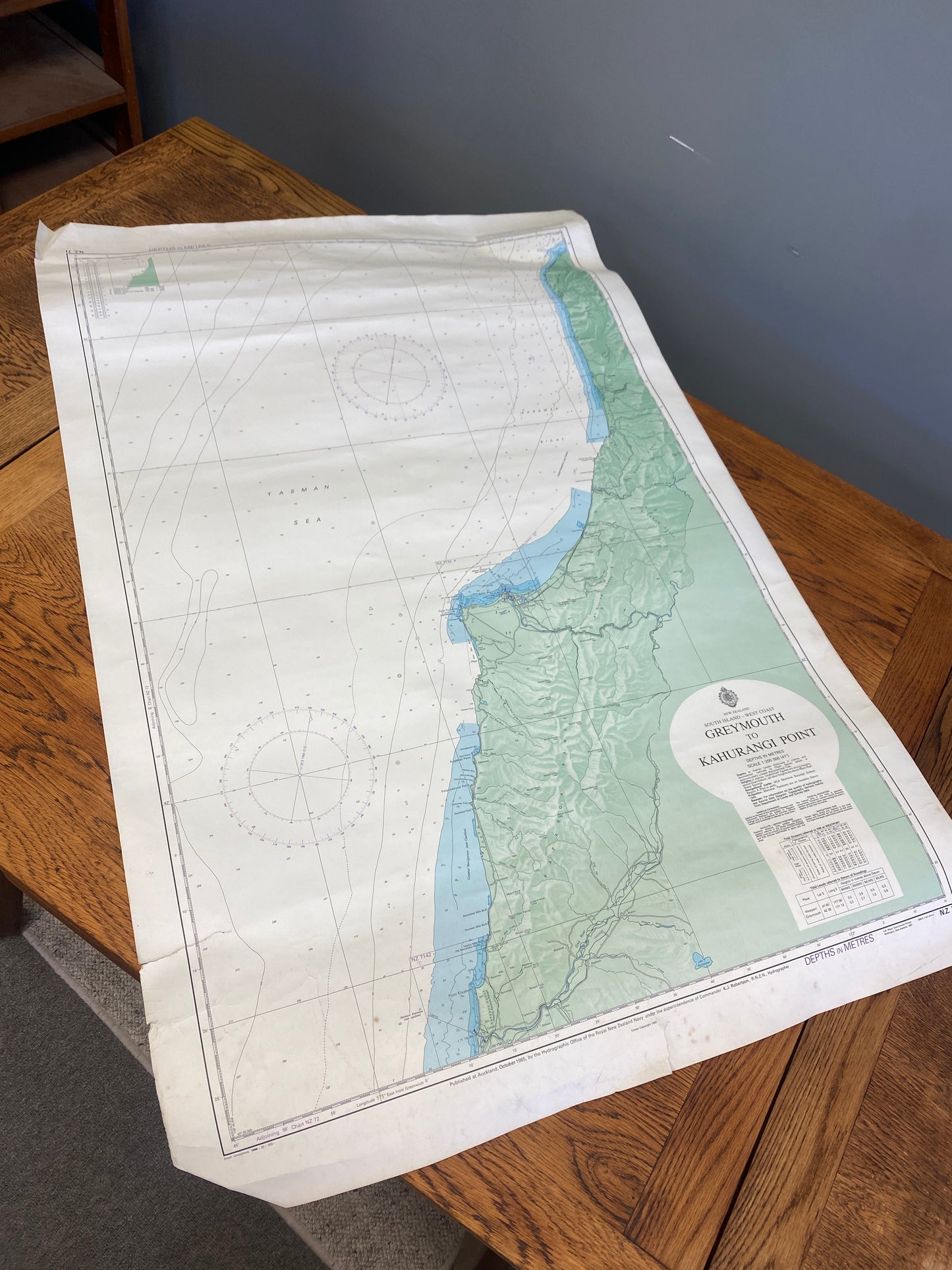 1985 Royal Navy Greymouth to Kahurangi Point Marine Map
