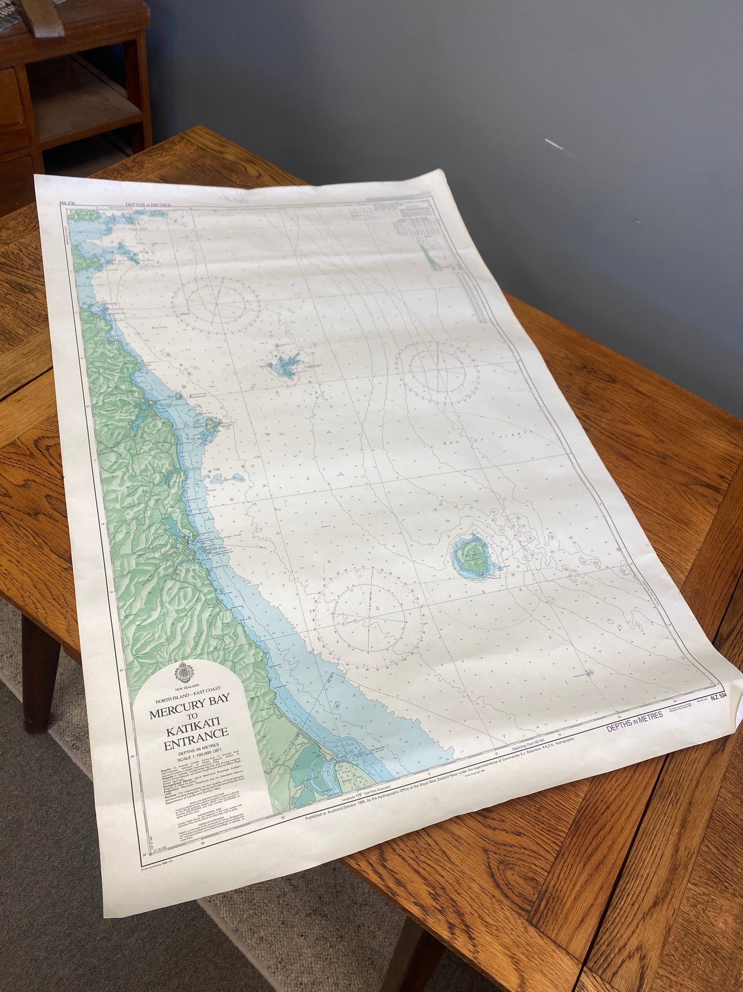 1985 Royal Navy Mercury Bay to Katikati Entrance Marine Map