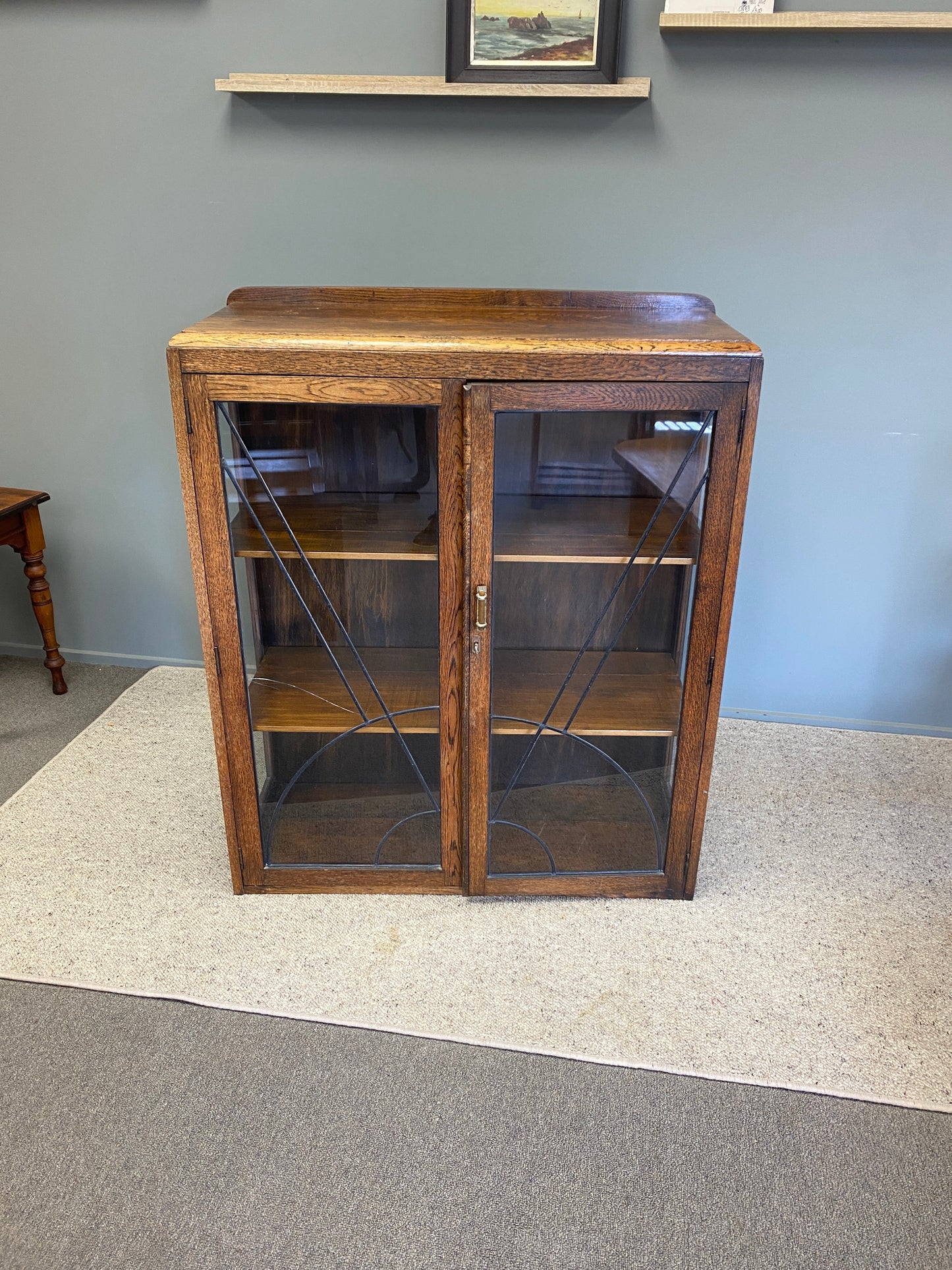 Art Deco Tiger Oak Leadlight Cabinet