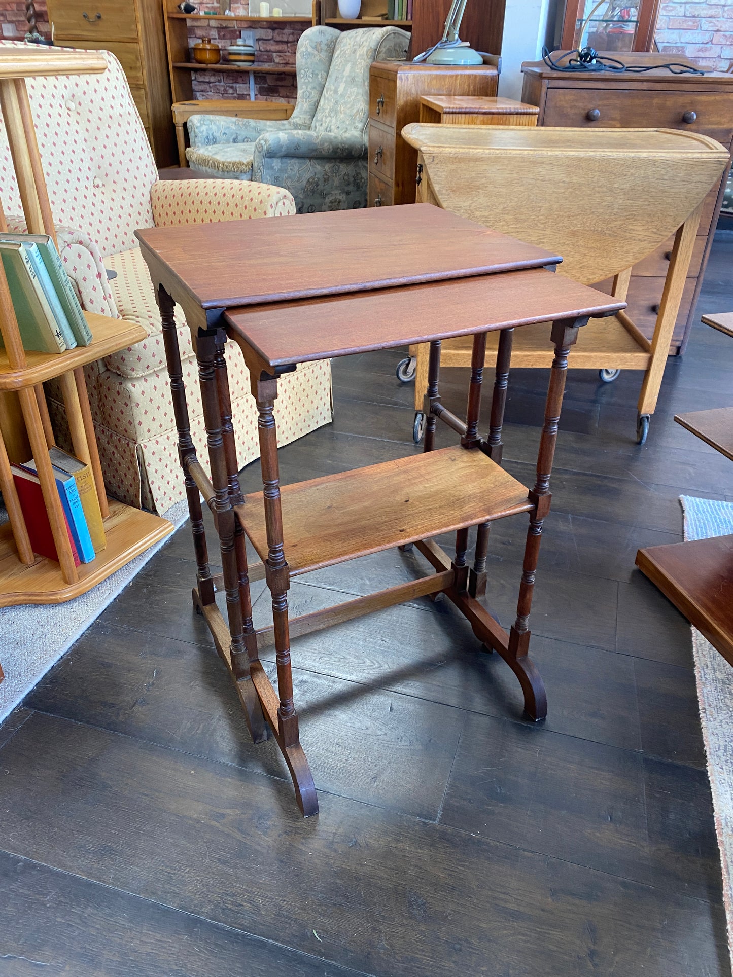Aesthetic Movement Nest of Two Mahogany Tables 1800s