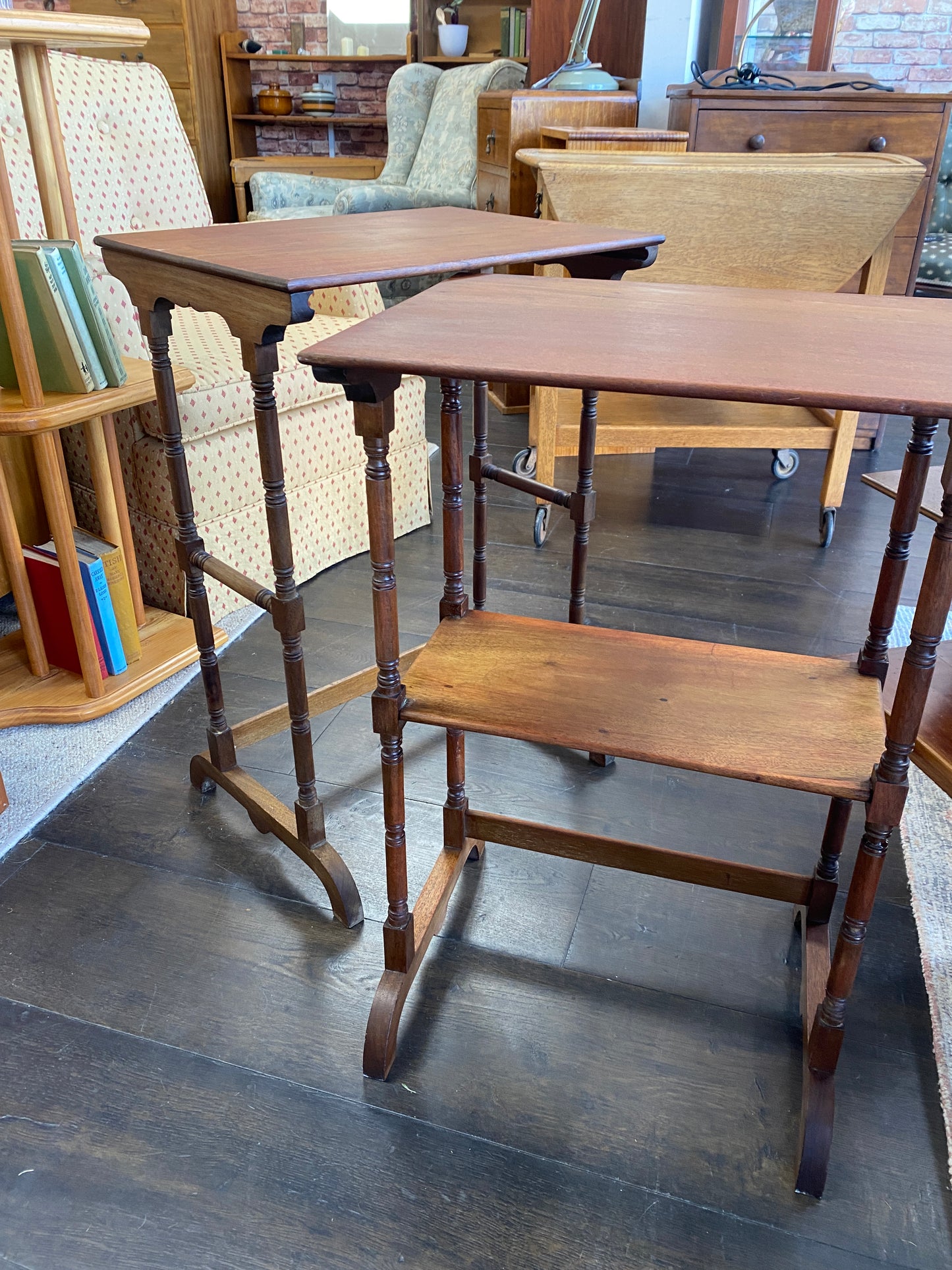 Aesthetic Movement Nest of Two Mahogany Tables 1800s