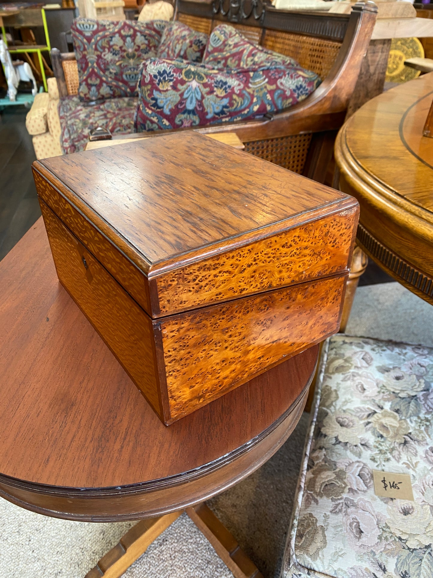 Antique Burr Walnut/Quarter Oak & Kauri Travel Writing Desk