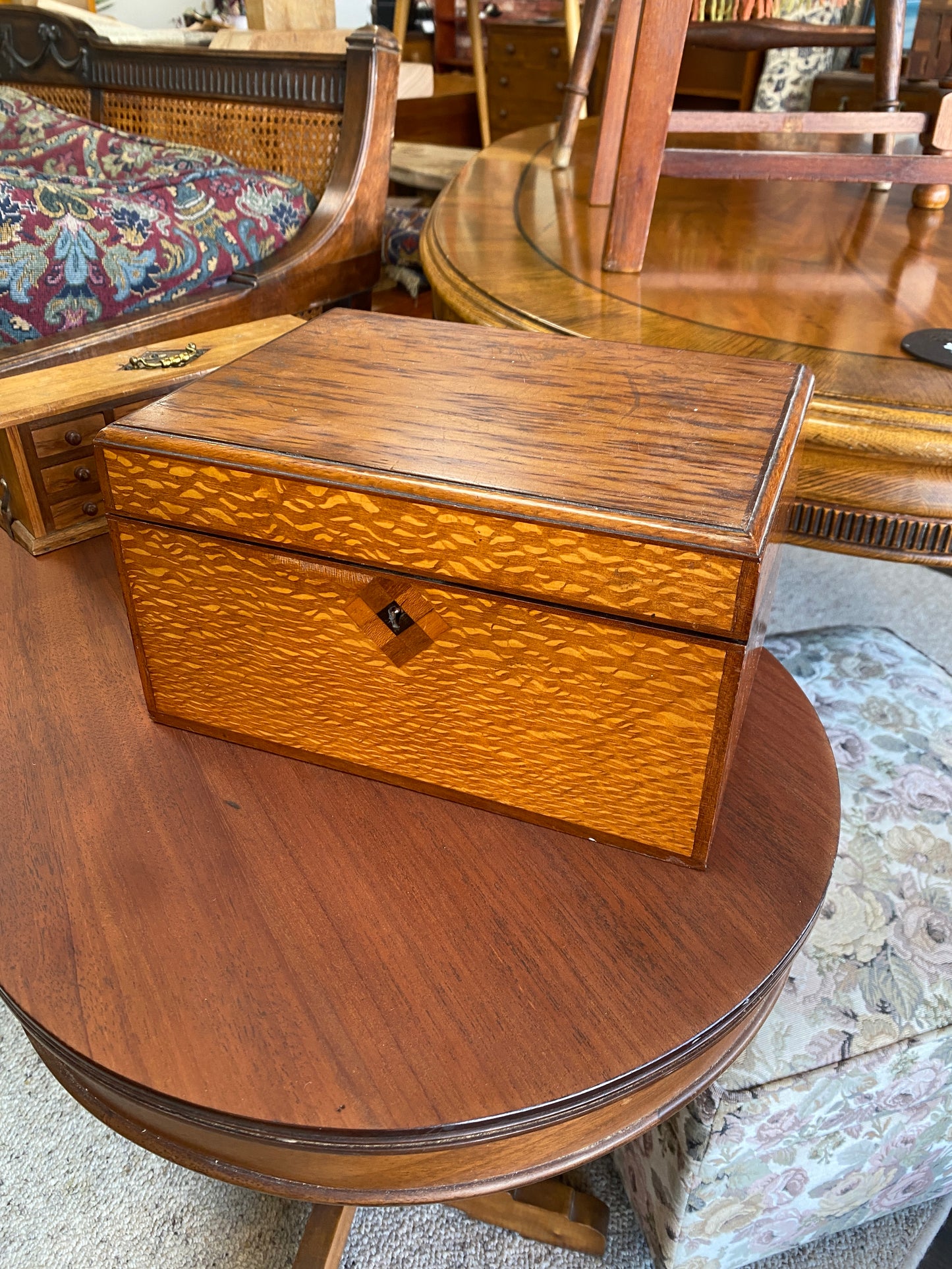 Antique Burr Walnut/Quarter Oak & Kauri Travel Writing Desk