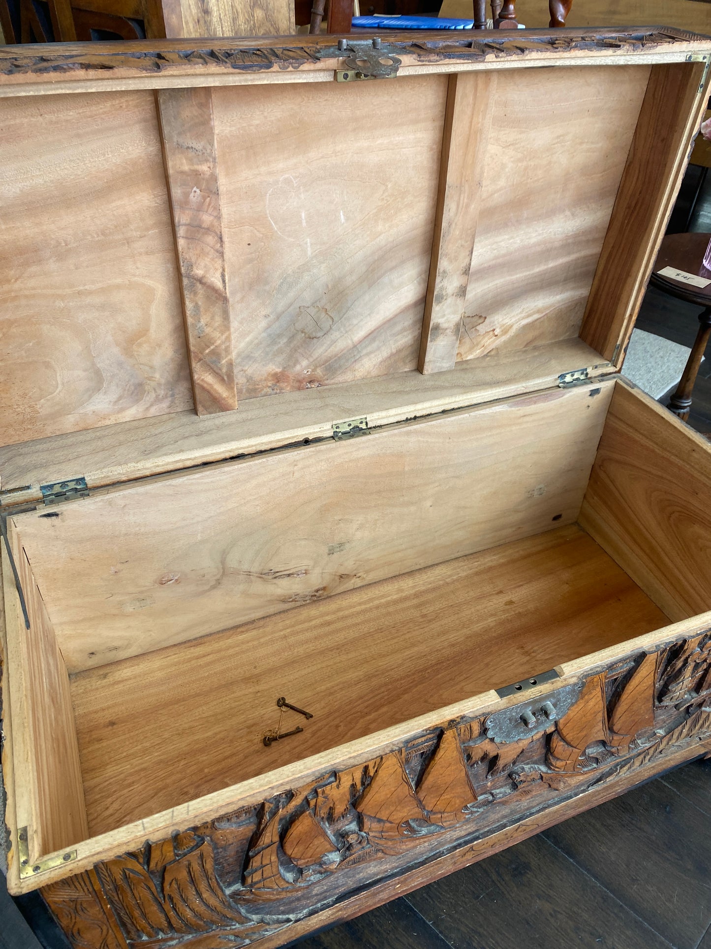 Antique Hand Carved Chinese Camphor Chest