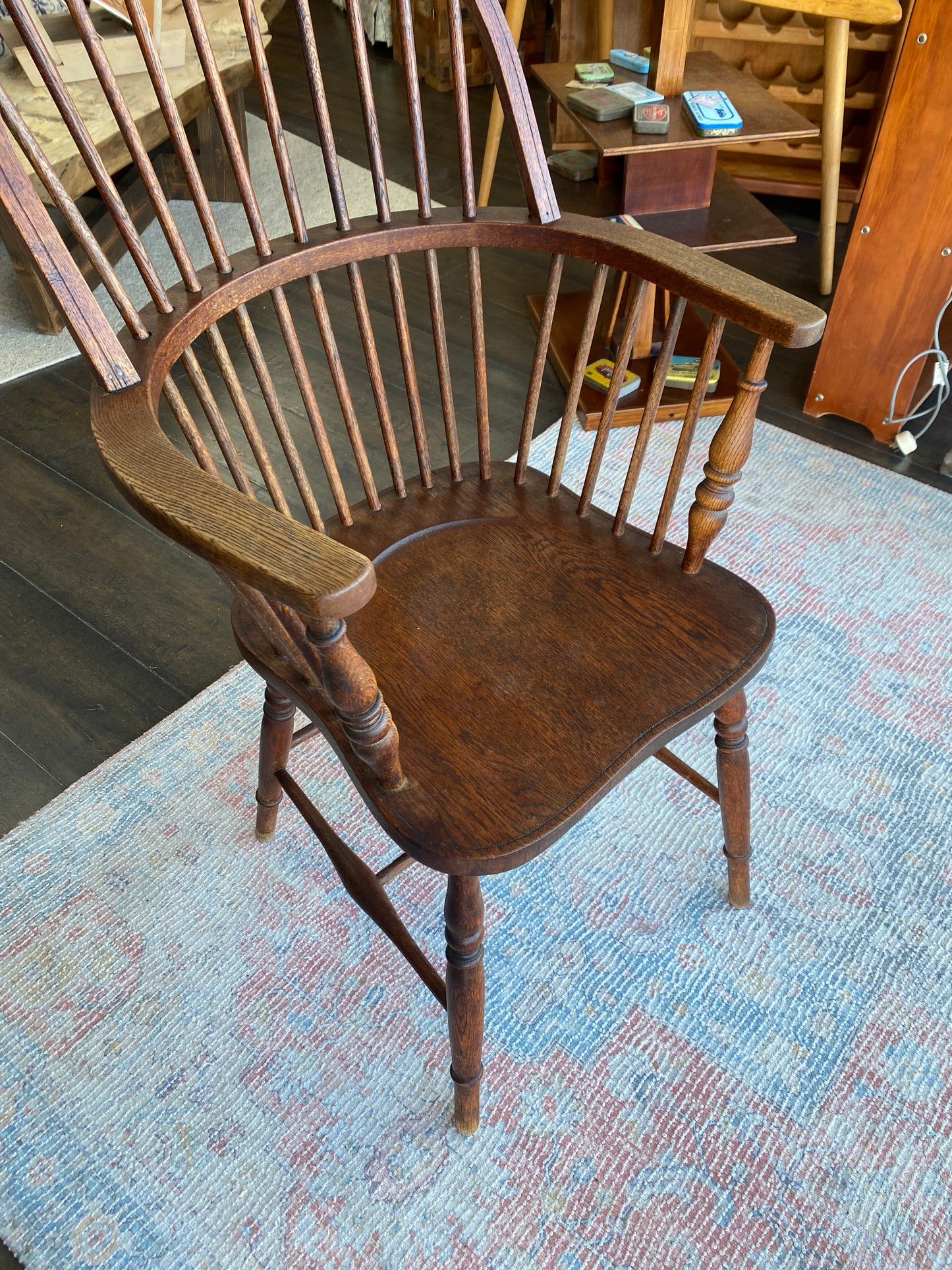 Antique Oak Windsor Fanback Country Chair