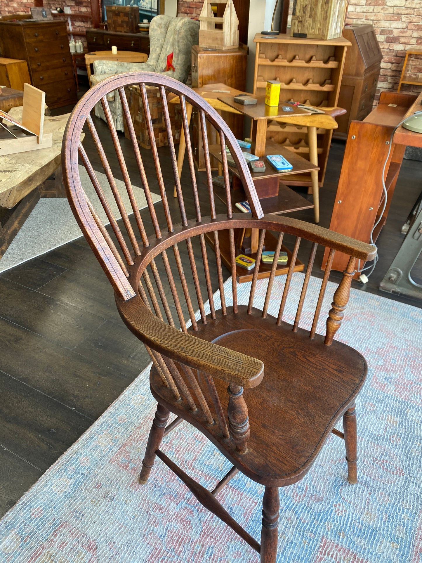 Antique Oak Windsor Fanback Country Chair