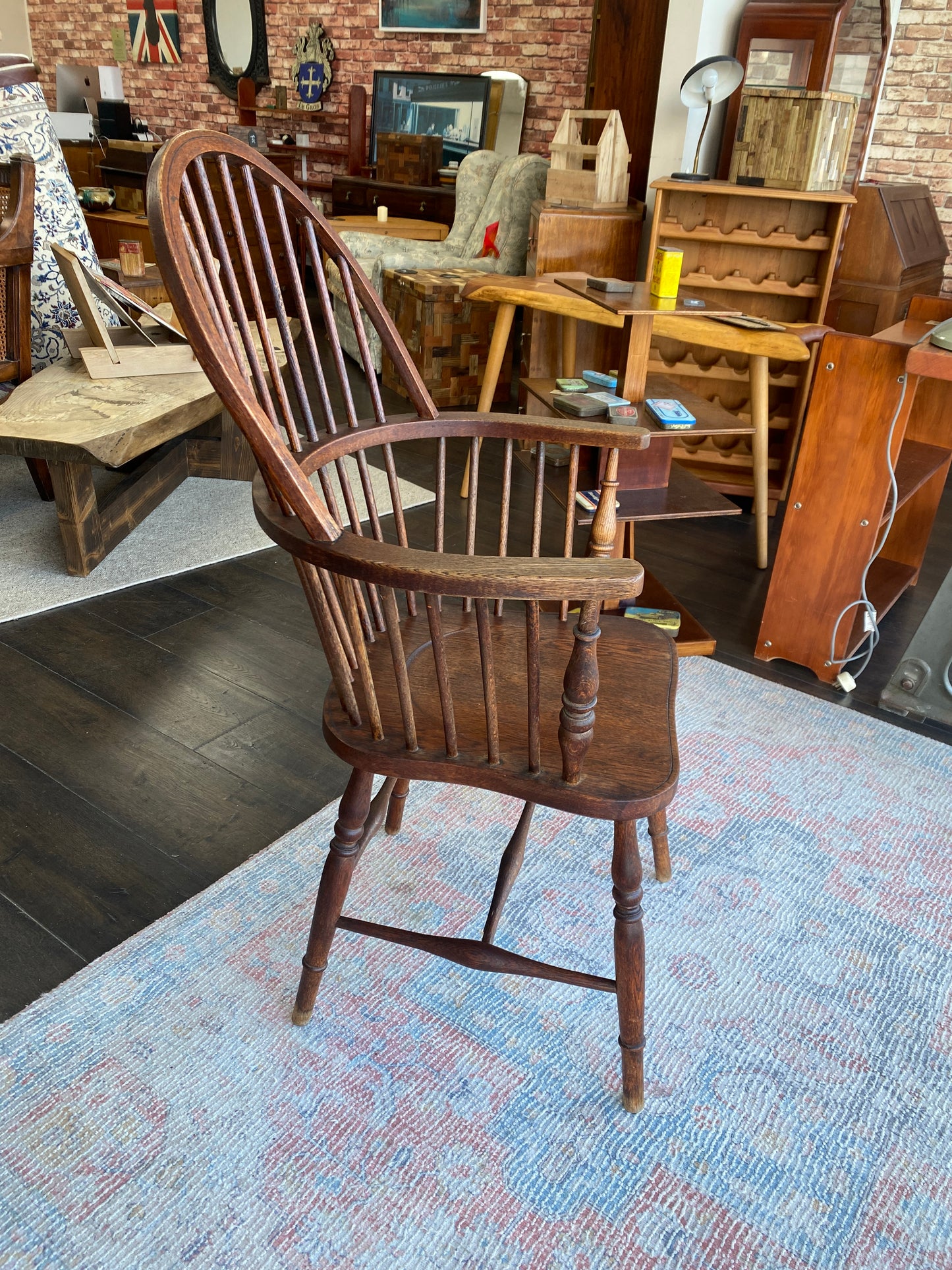 Antique Oak Windsor Fanback Country Chair
