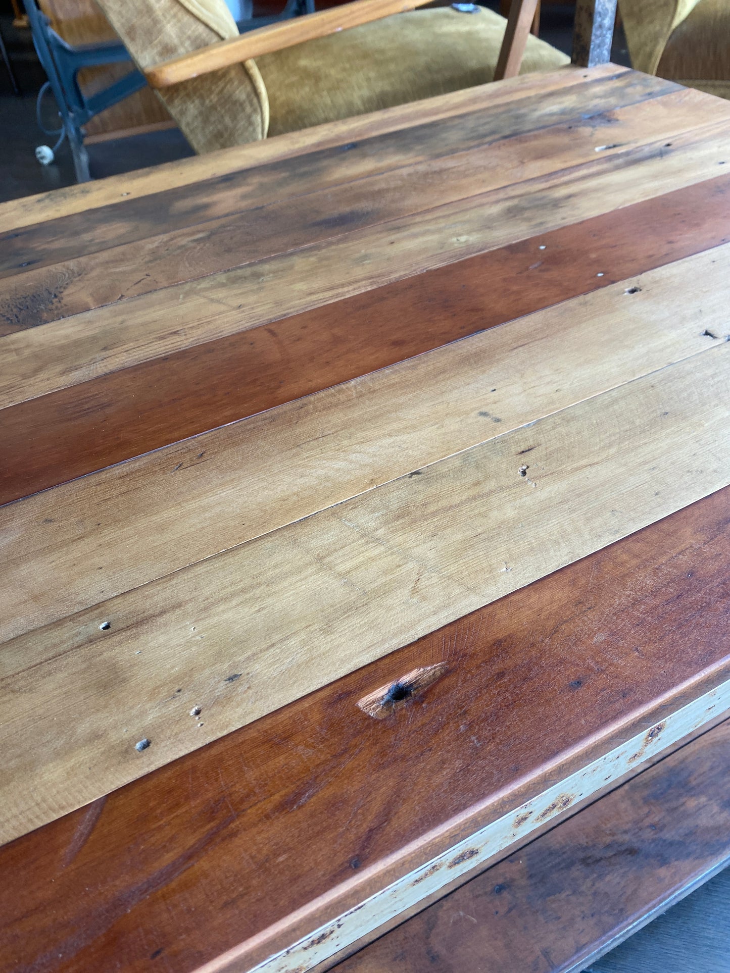 Antique Rimu & Steel Industrial Kitchen Island