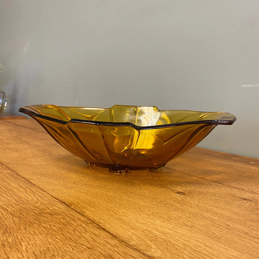 Art Deco Amber Glass Bowl