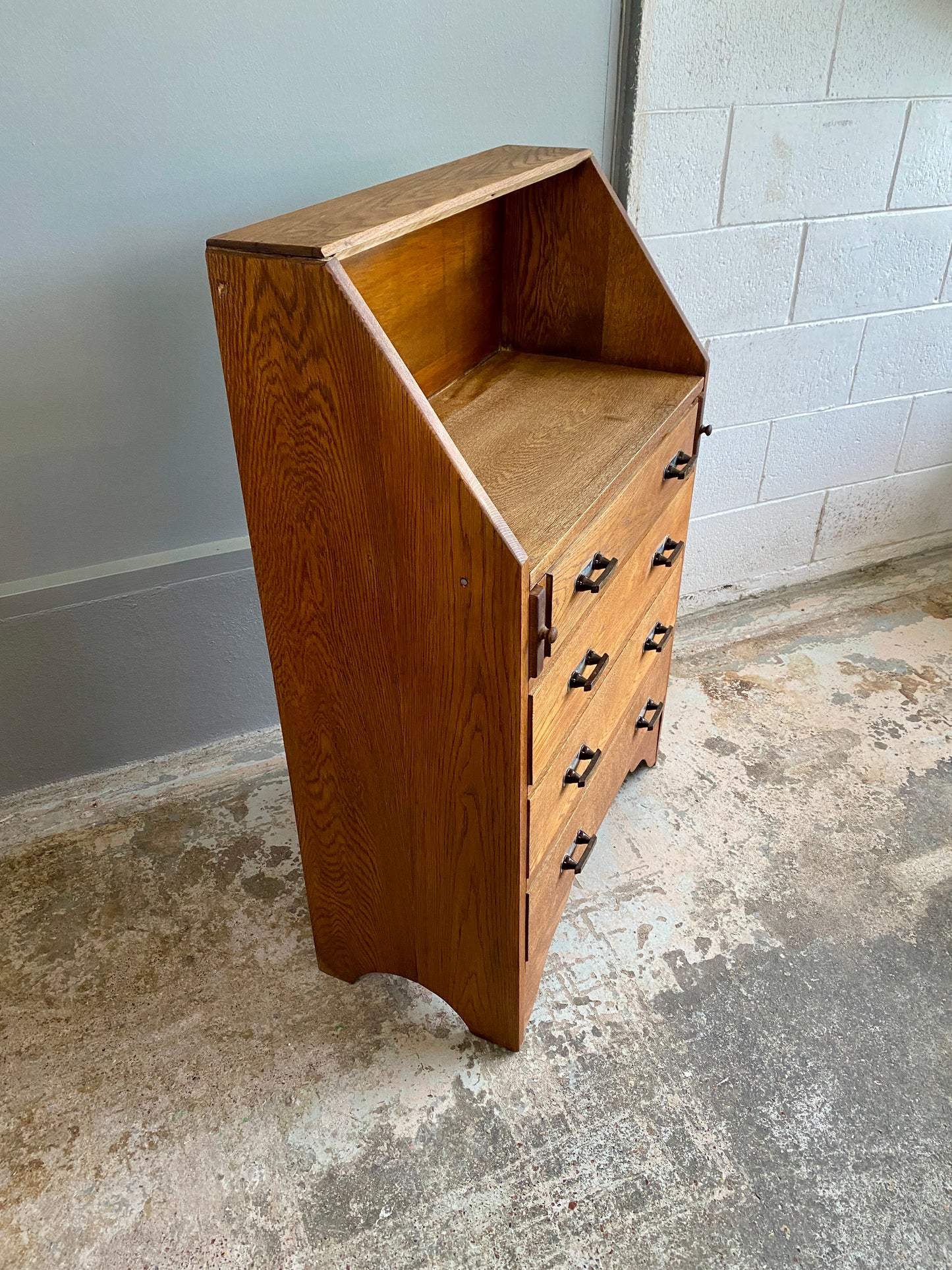 Art Deco Solid Oak Converted Desk