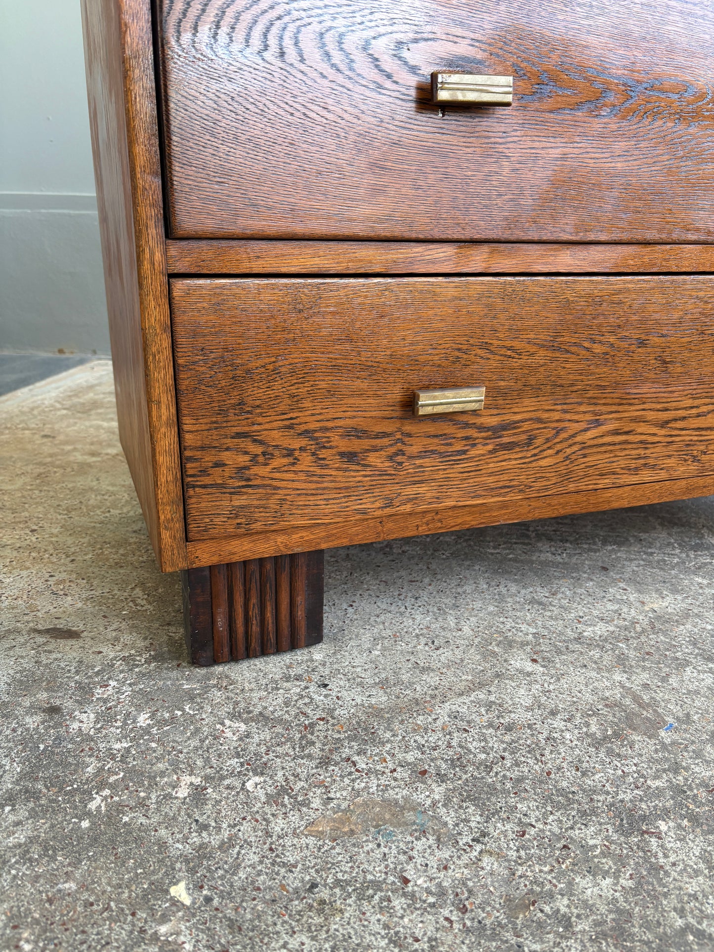 Art Deco Solid Tiger Oak Drawers