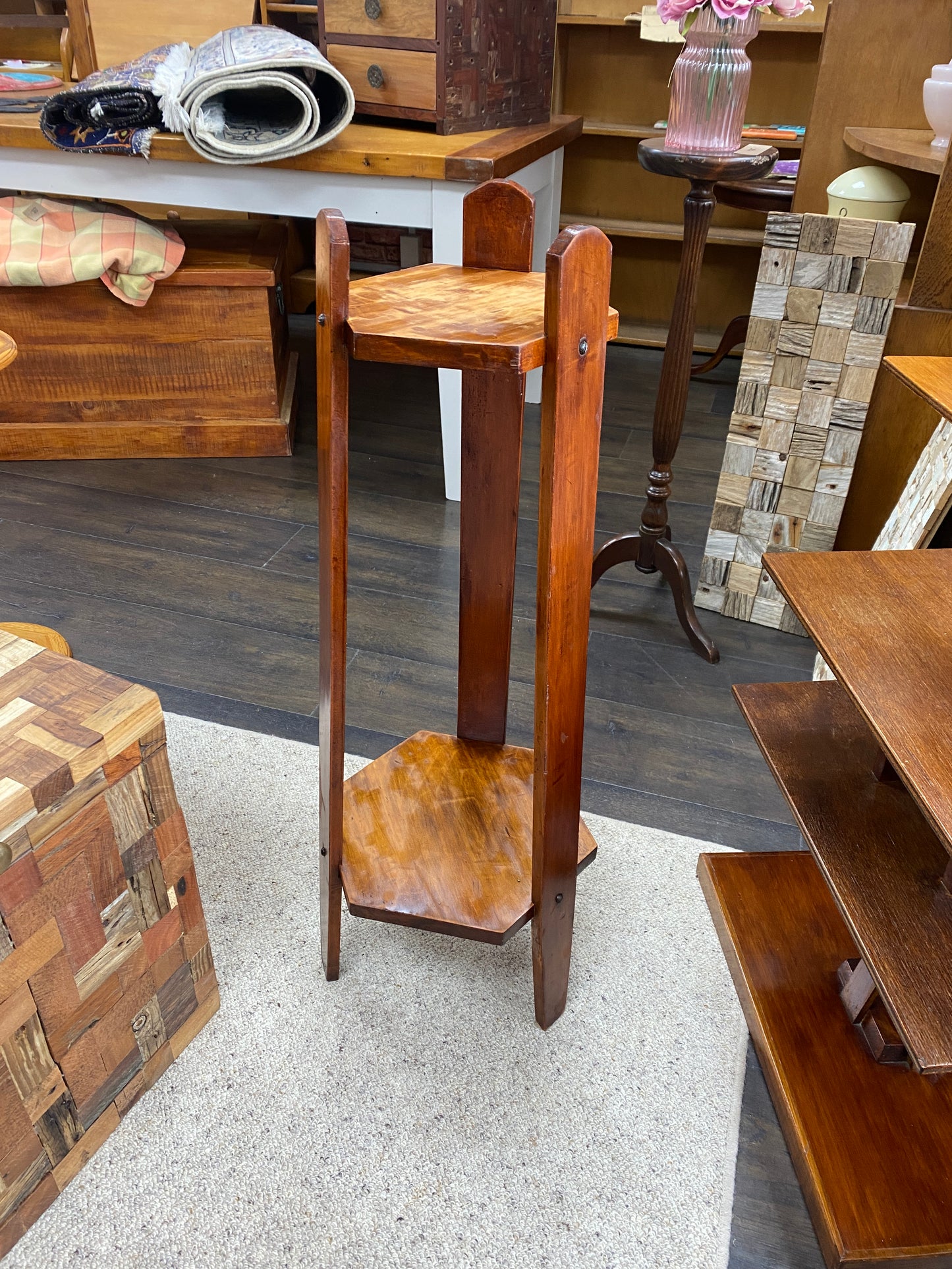 Arts & Crafts Kauri Geometric Plant Stand