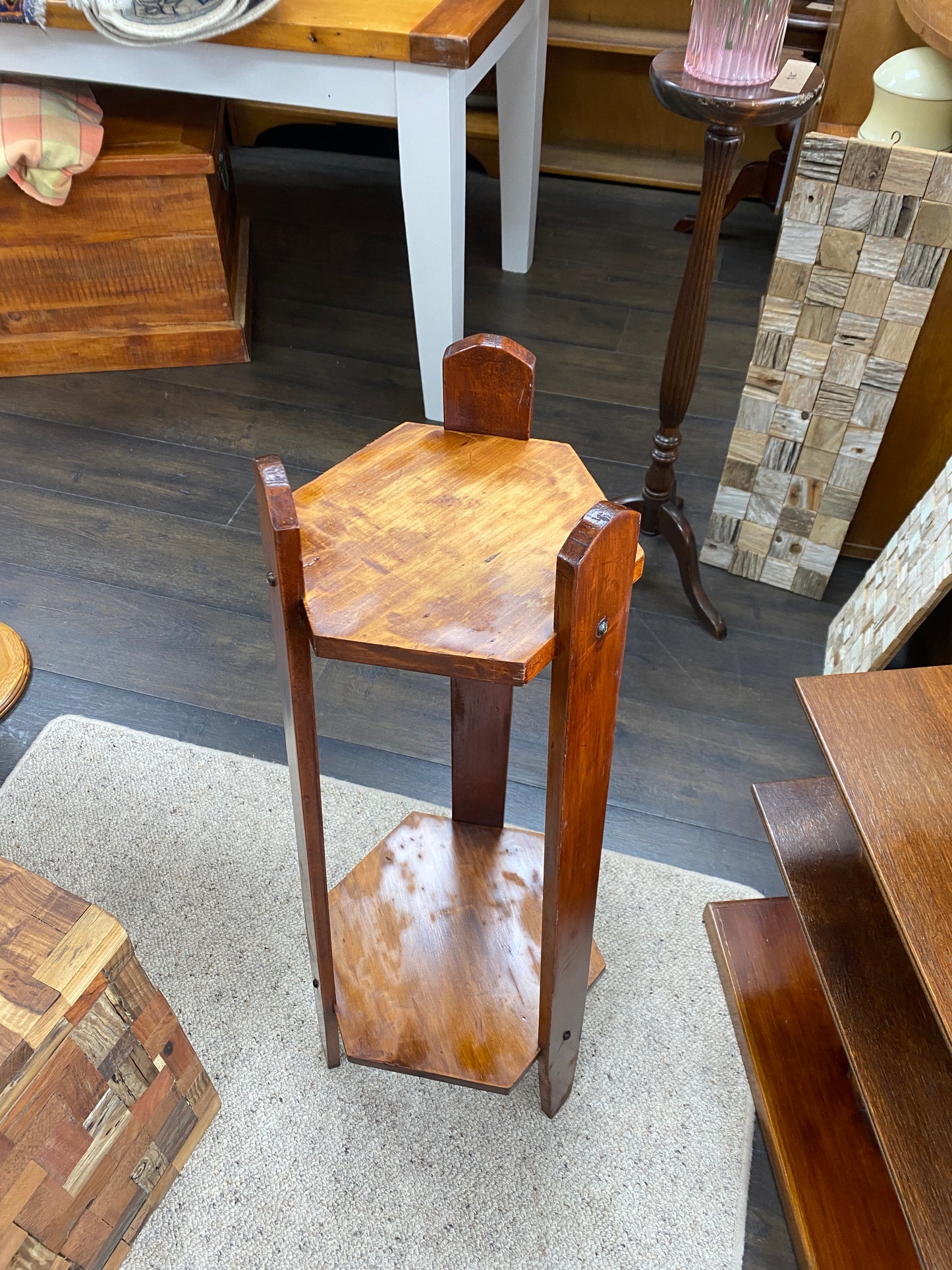 Arts & Crafts Kauri Geometric Plant Stand
