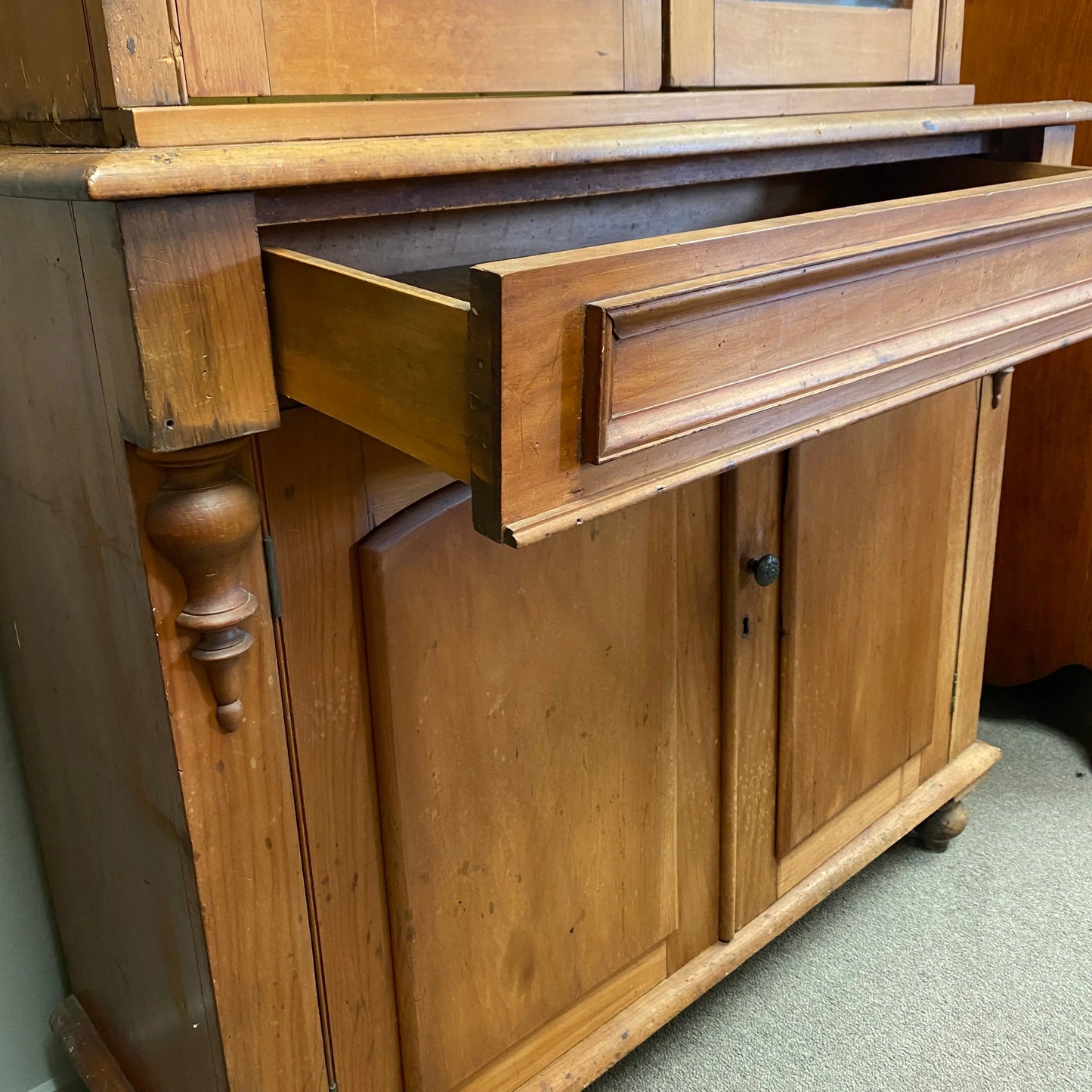Colonial Rimu Chiffonier with later glazed Bookcase