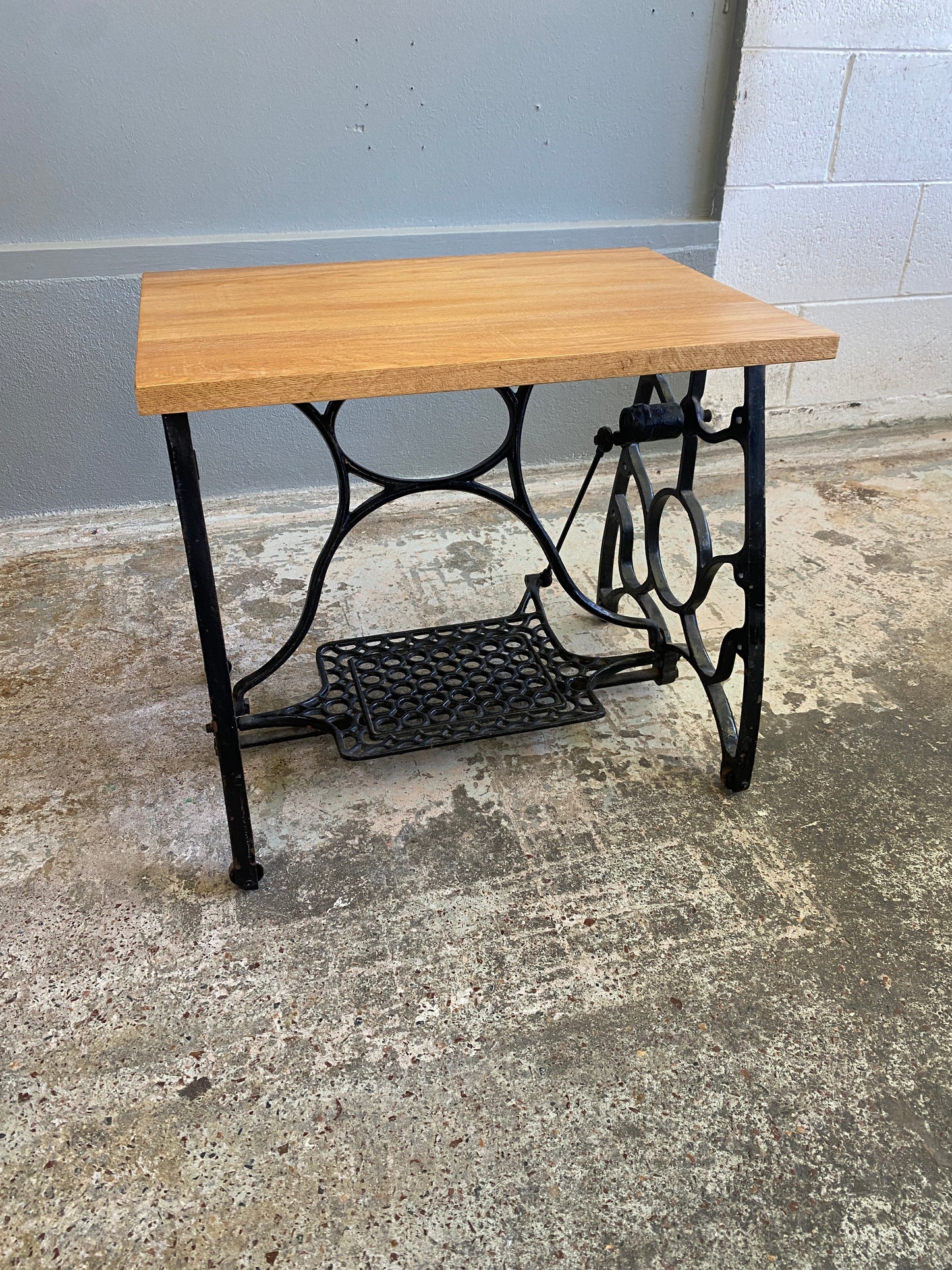 Custom Antique Singer & Oak Side Table