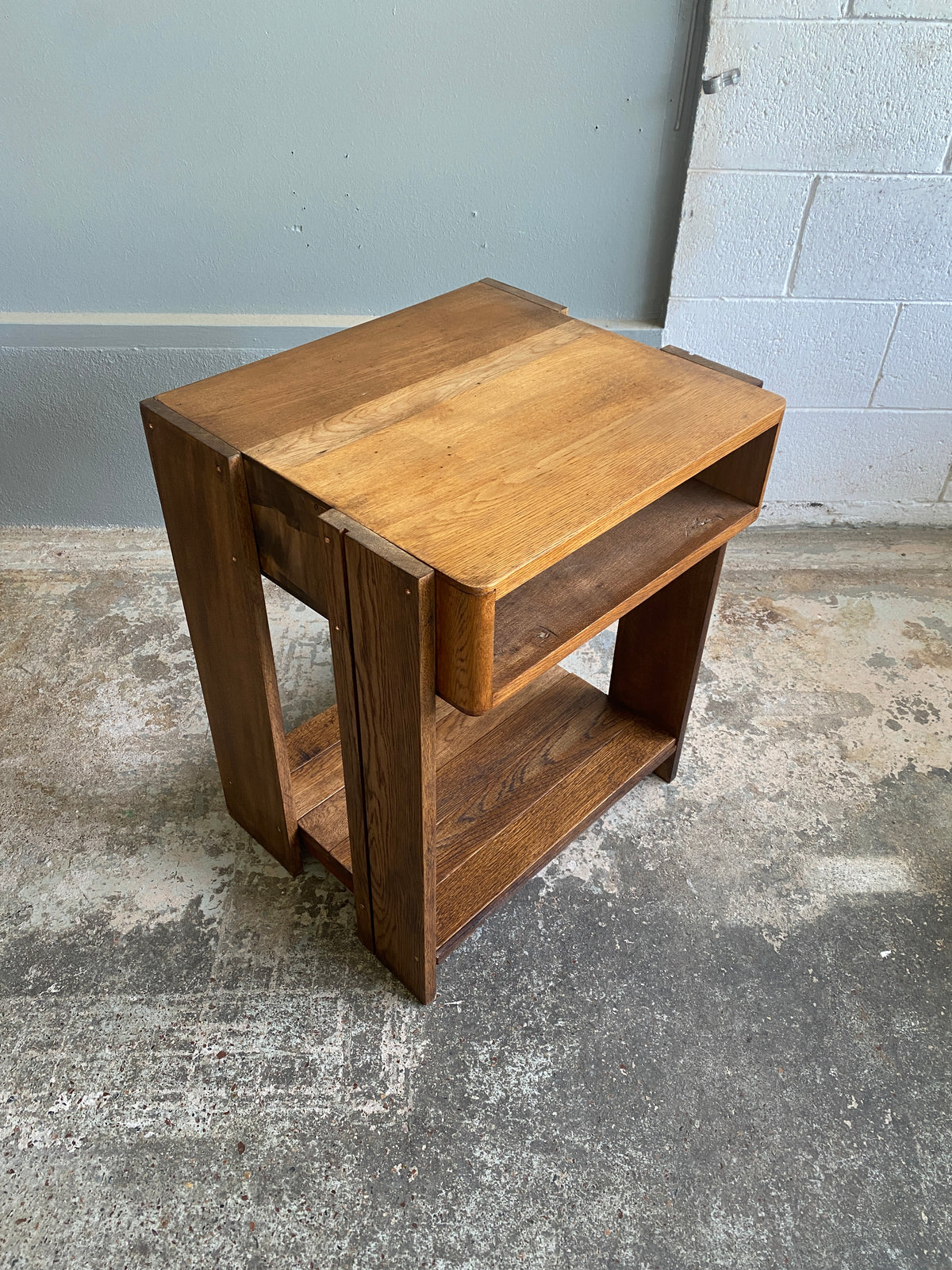Custom Vintage Oak LP Player Stand & Rack