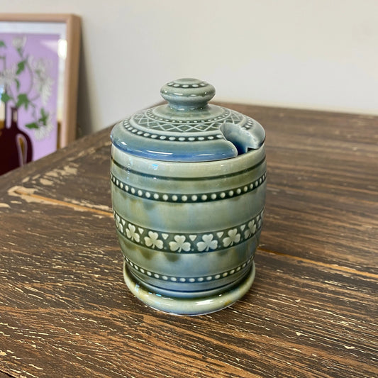 Irish Wade Porcelain Honey Pot - Blue Lid
