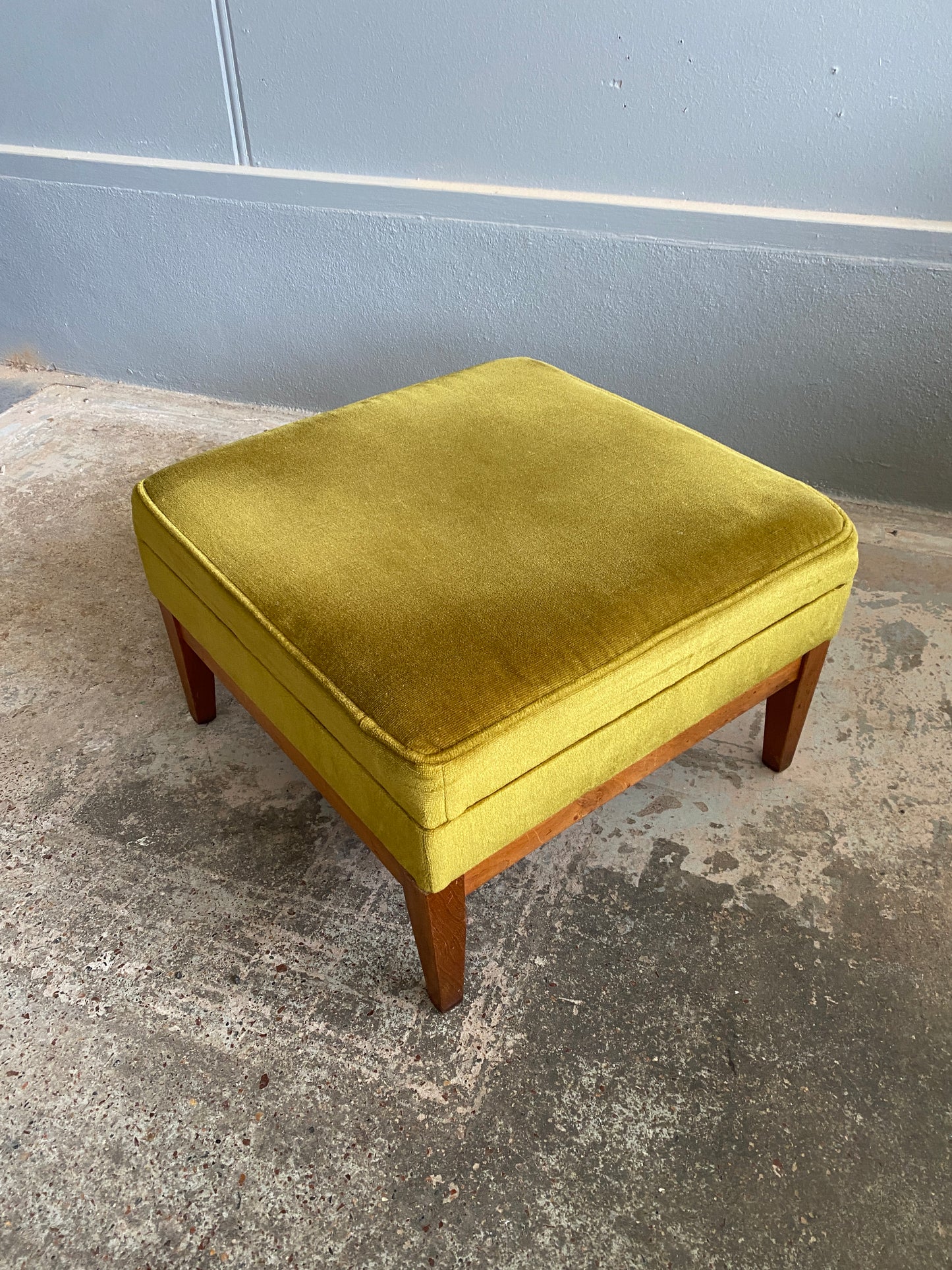 MCM Style Olive Velvet Ottoman