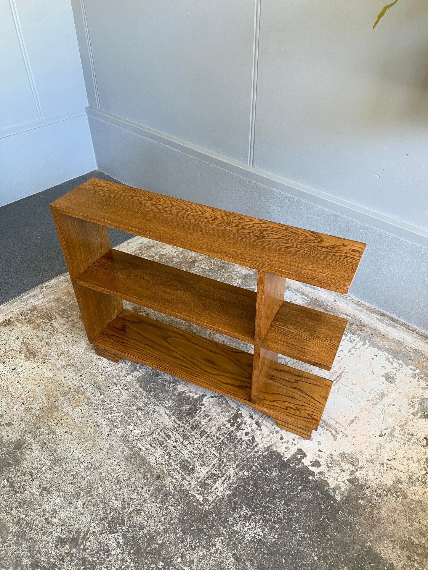Mid-century Modern Tiger Oak Step Bookcase