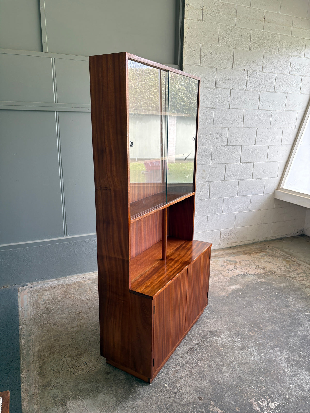 Mid-century Solid Sapele Mahogany Display Hutch