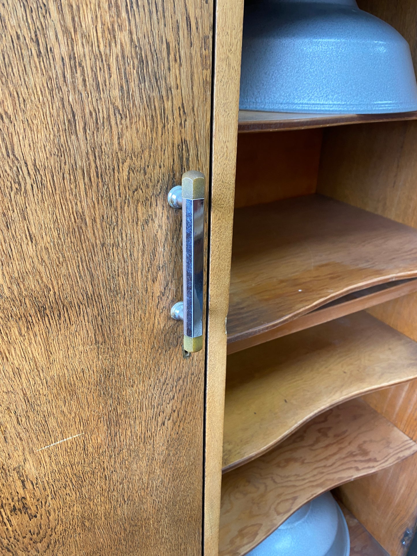 Mid-century Tiger Oak Converted Manrobe