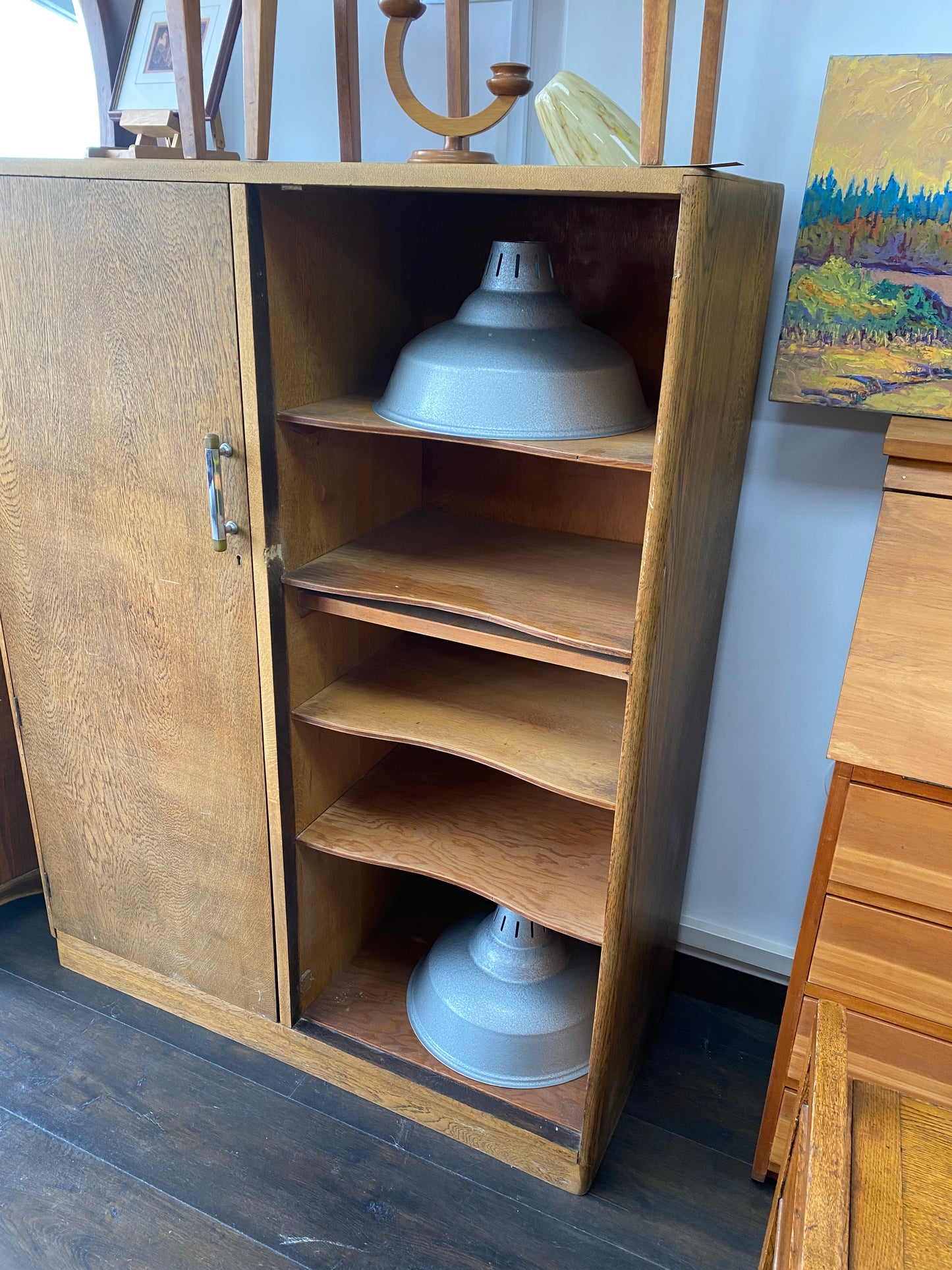 Mid-century Tiger Oak Converted Manrobe