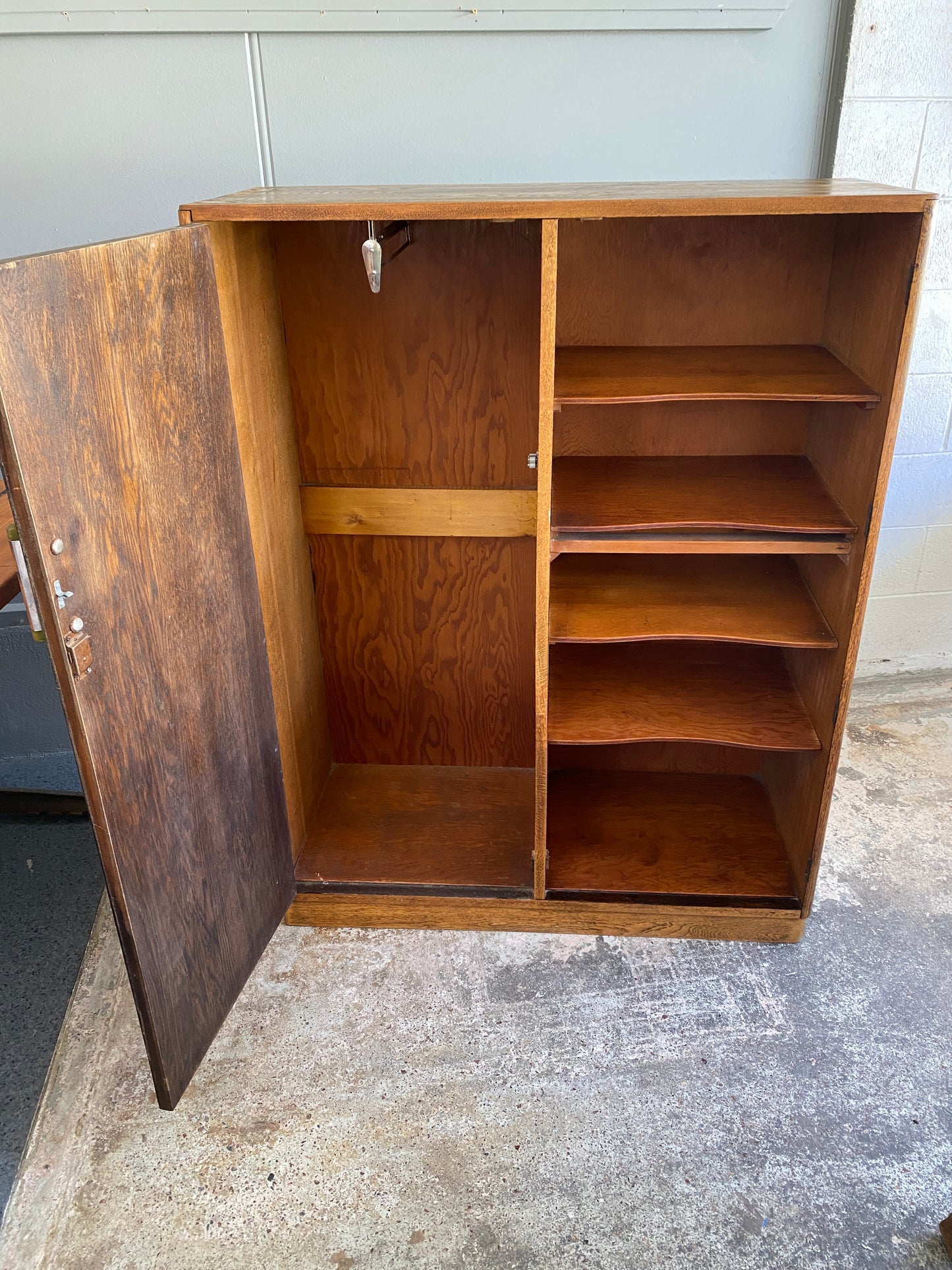 Mid-century Tiger Oak Converted Manrobe