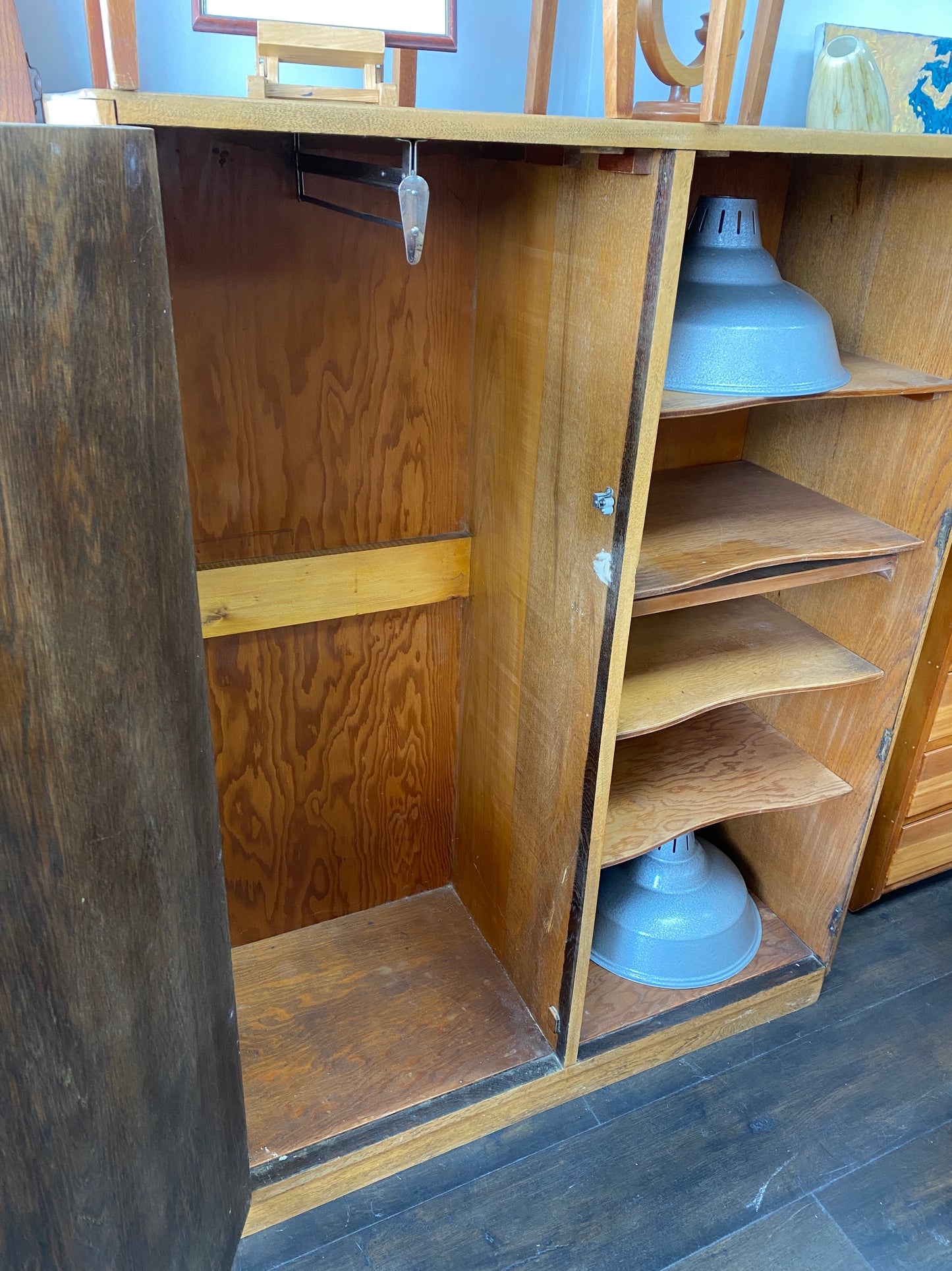 Mid-century Tiger Oak Converted Manrobe