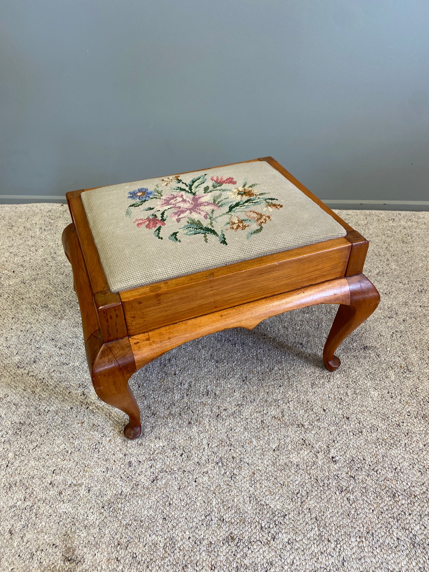 Mid Century Rimu Needlecraft Foot Stool