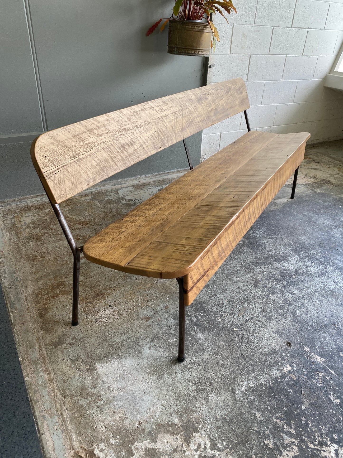 Reclaimed Rimu & Steel Bench - Riverhead