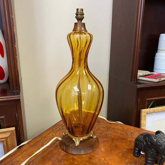Retro Amber Glass Lamp (No Shade)
