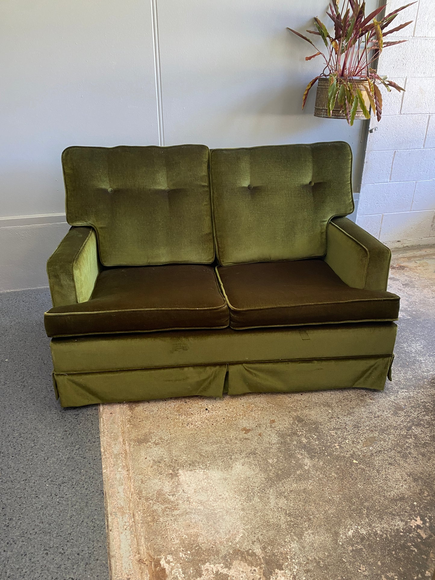Retro Emerald Green Velvet Two Seater