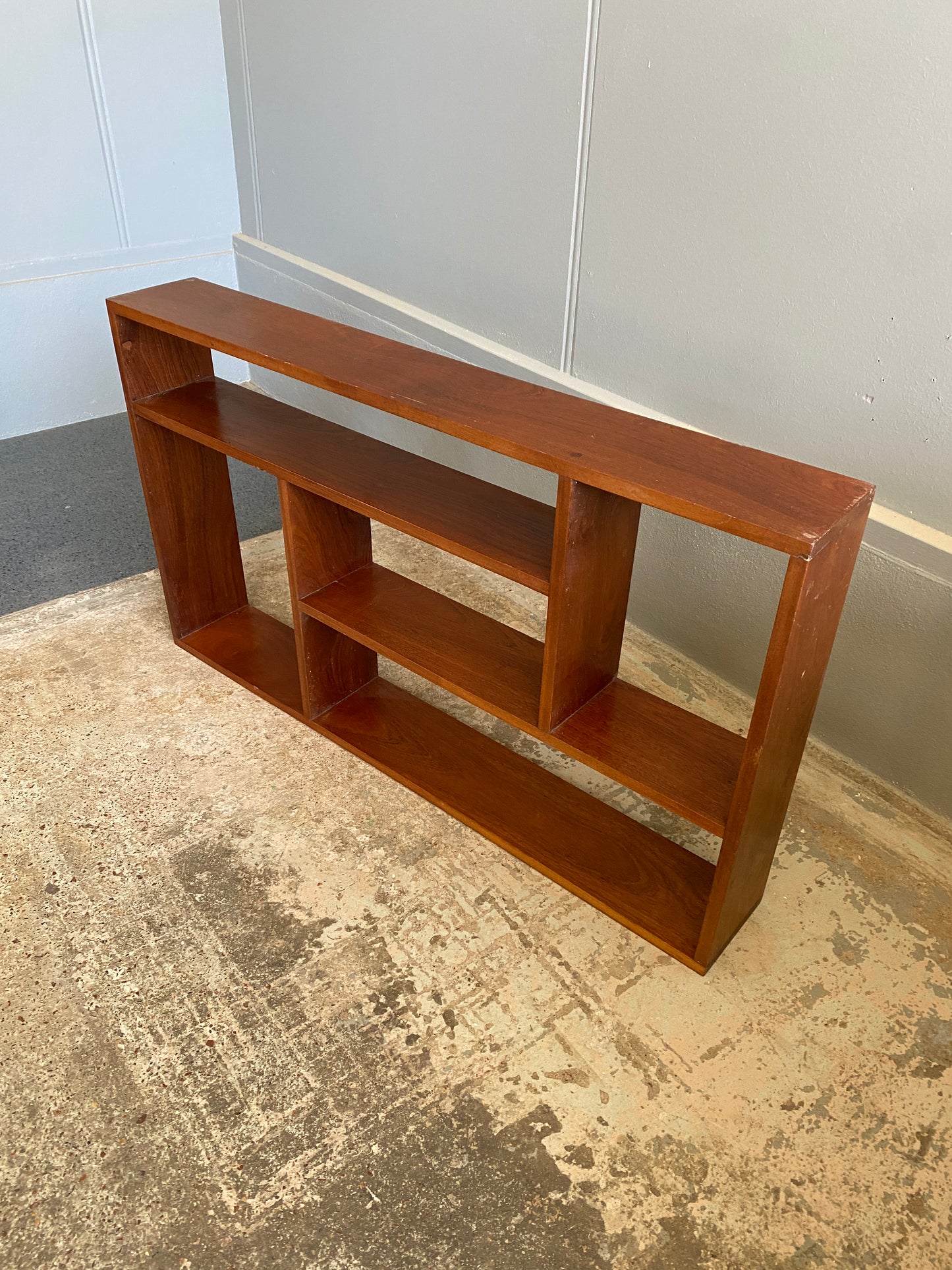 Retro Mahogany Low Bookshelf