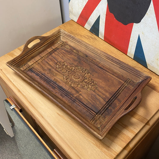 Small Teak Hand Carved Tray