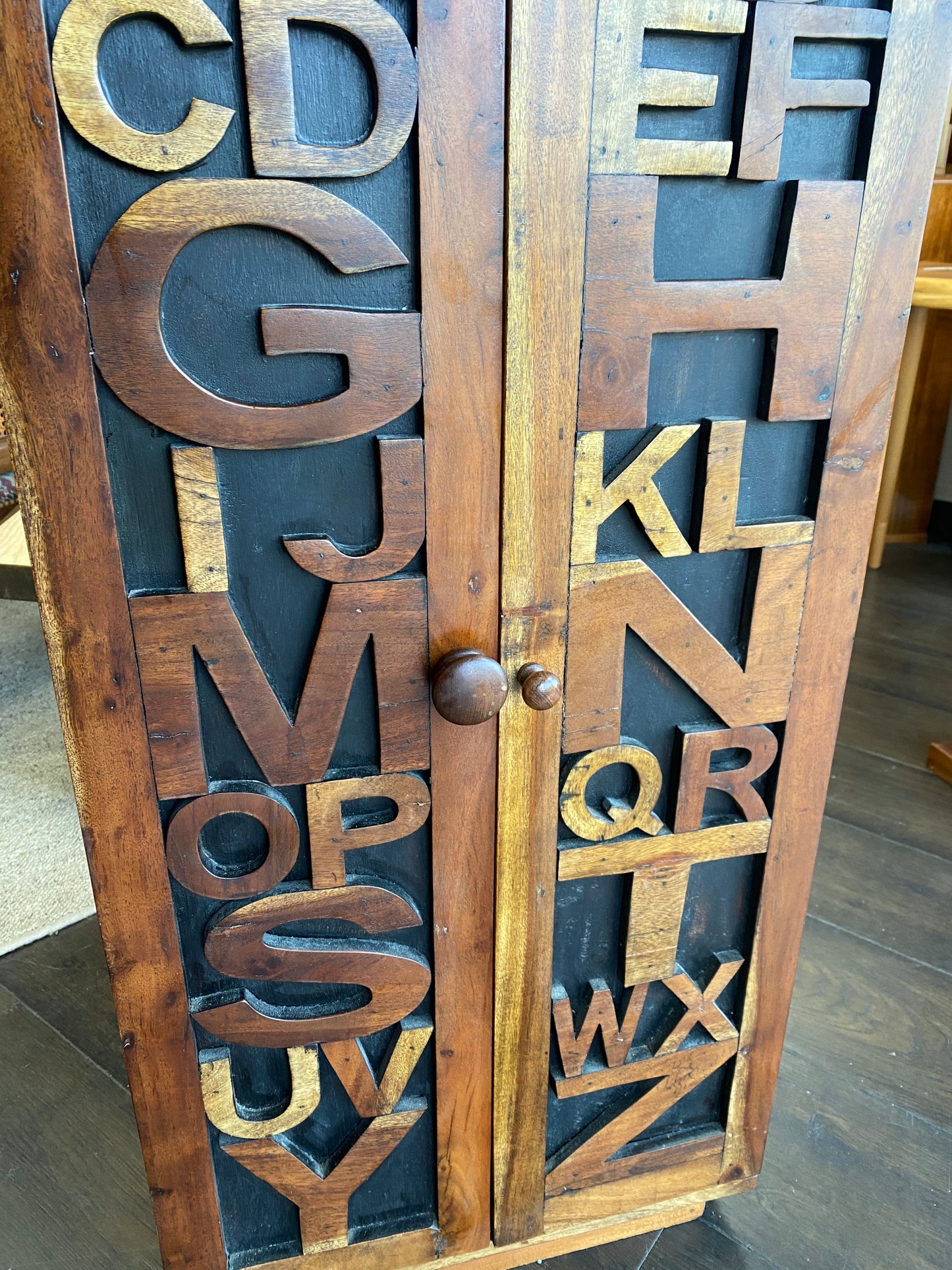 Solid Teak Alphabet Nursery Bookcase