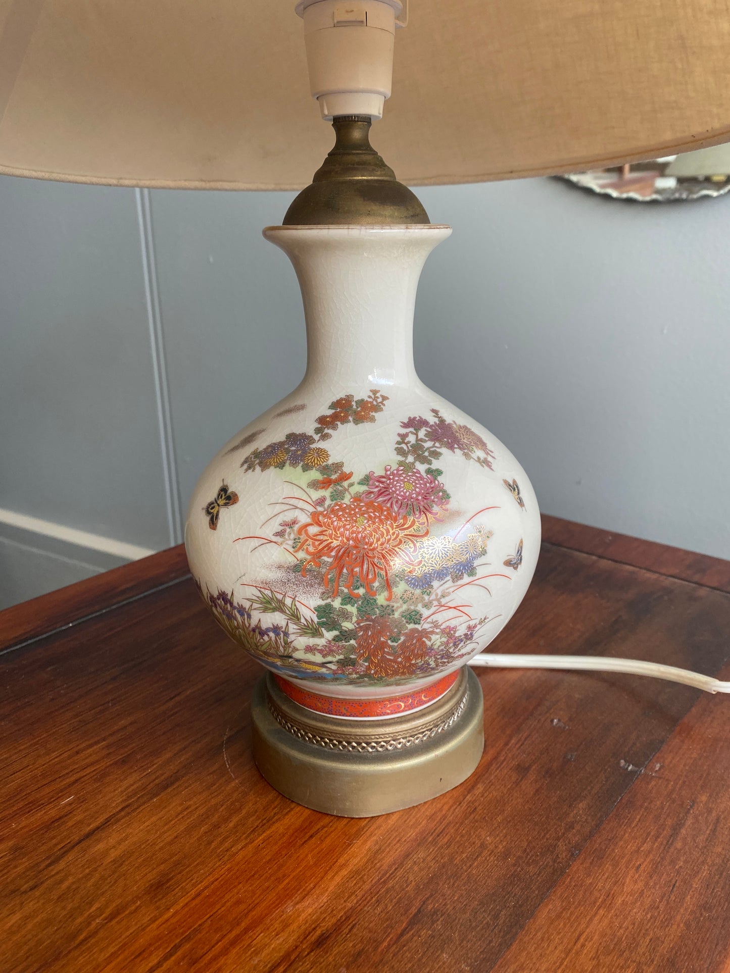 Vintage Japanese Satsuma-style Lamp