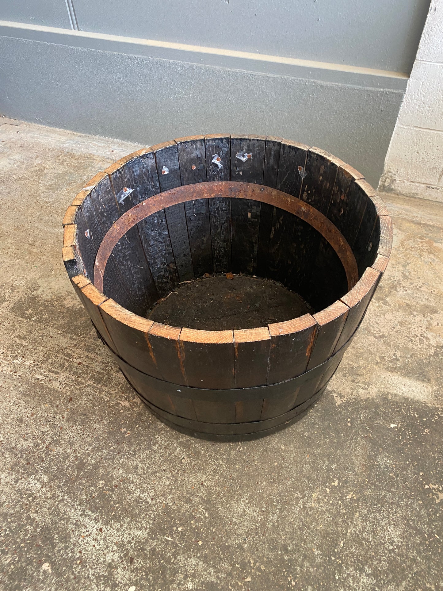 Vintage American White Oak Whiskey Barrel Planter