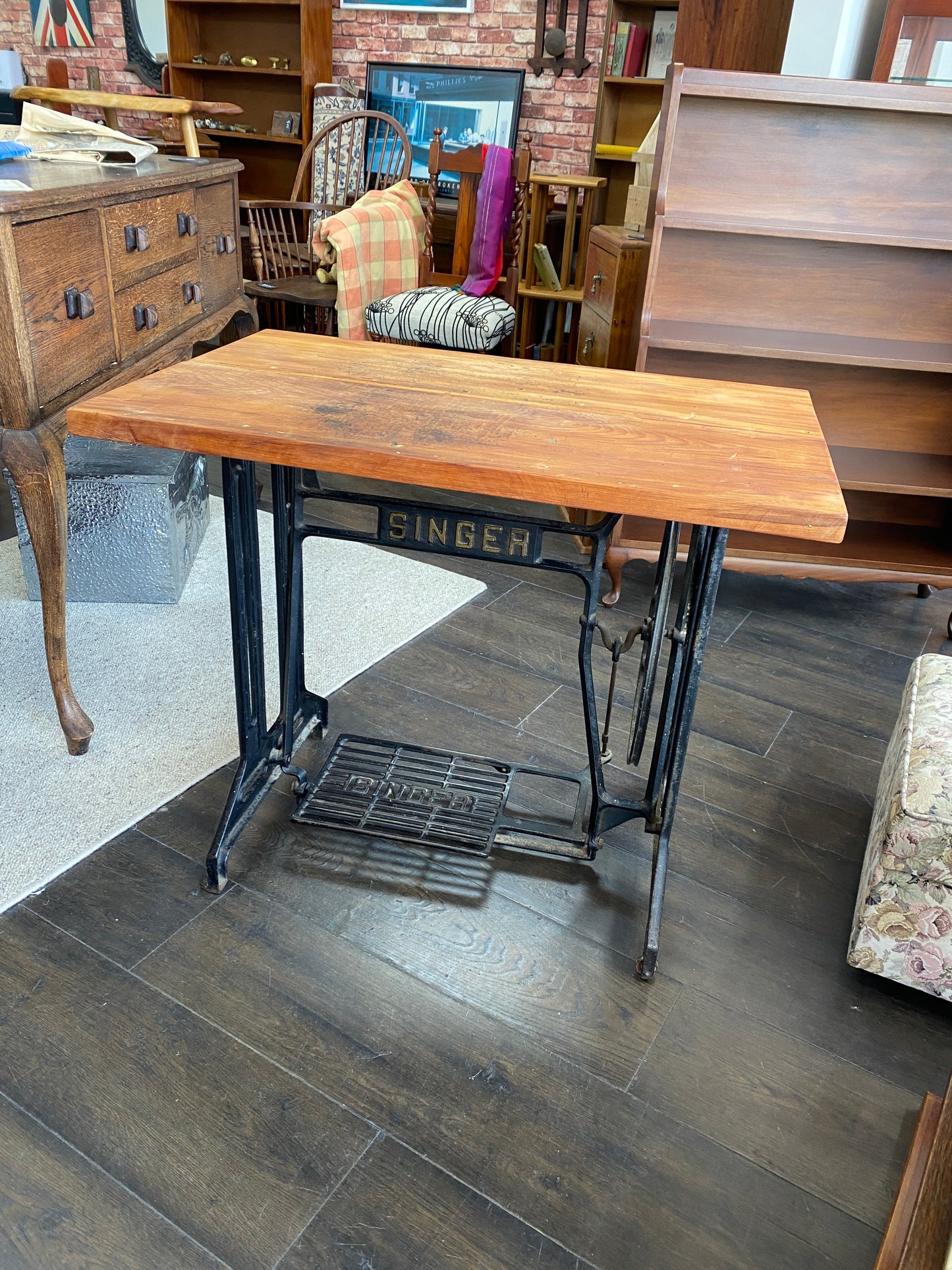 Vintage Cast Singer & Rimu Desk