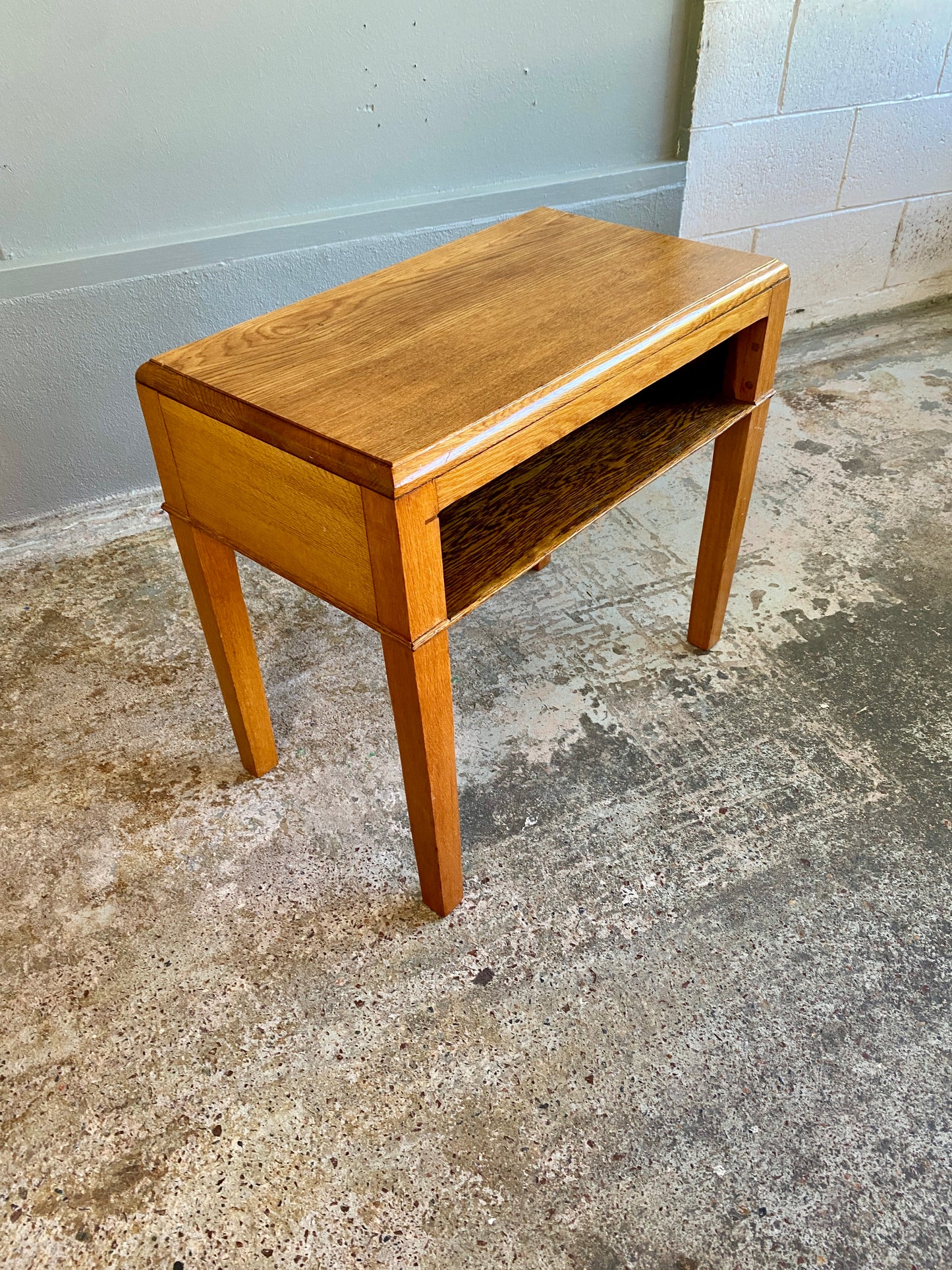 Vintage Custom Made Oak Side Table