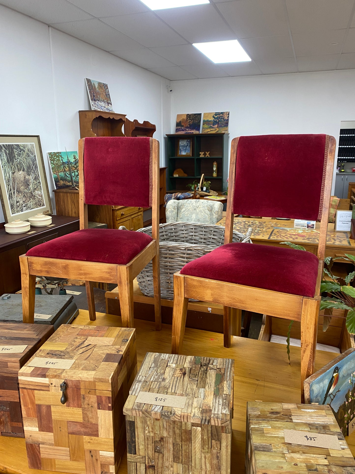 Vintage Deco Style Dining Chairs x 2