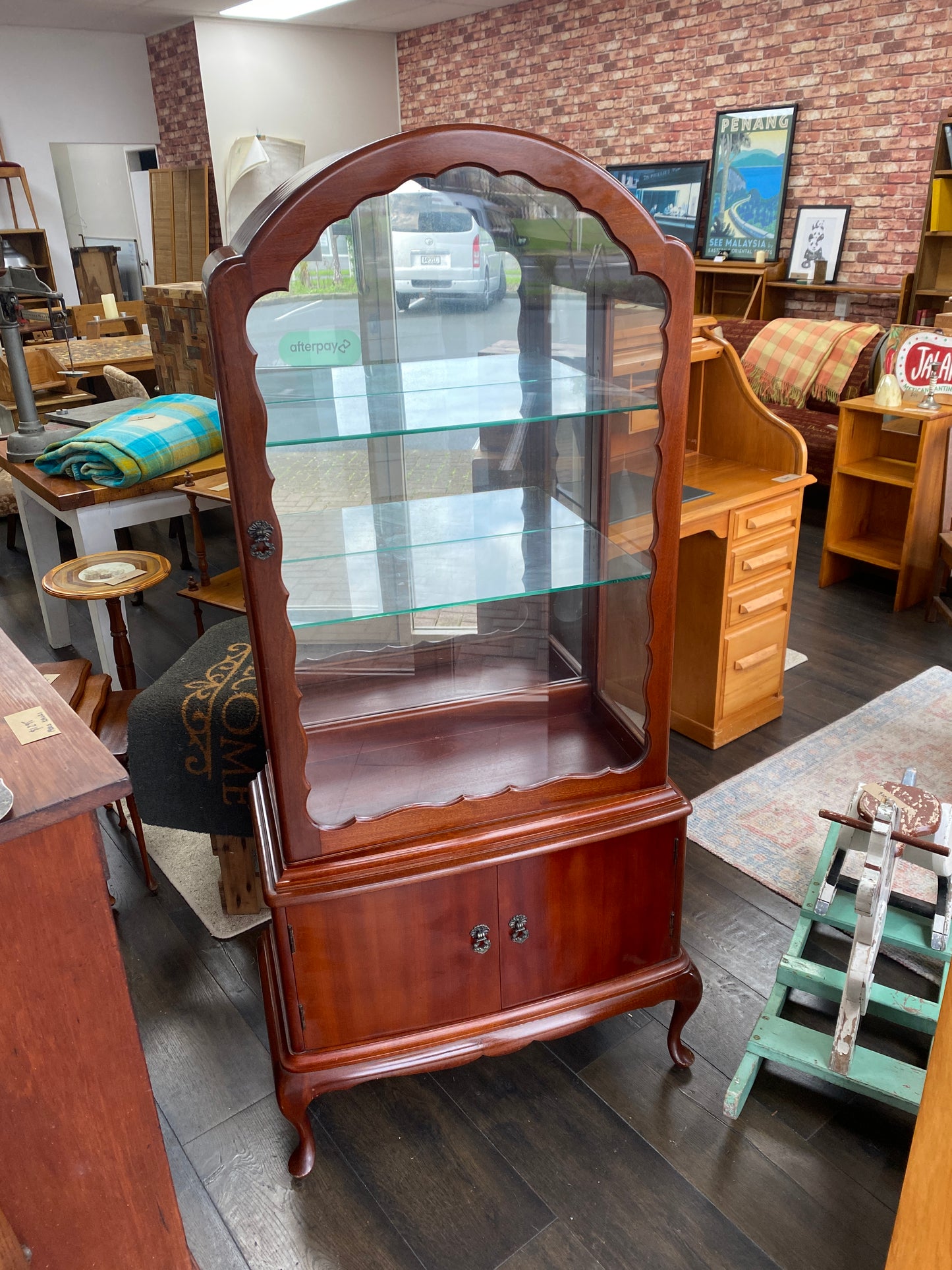 Vintage Dome Top Mahogany Display Case