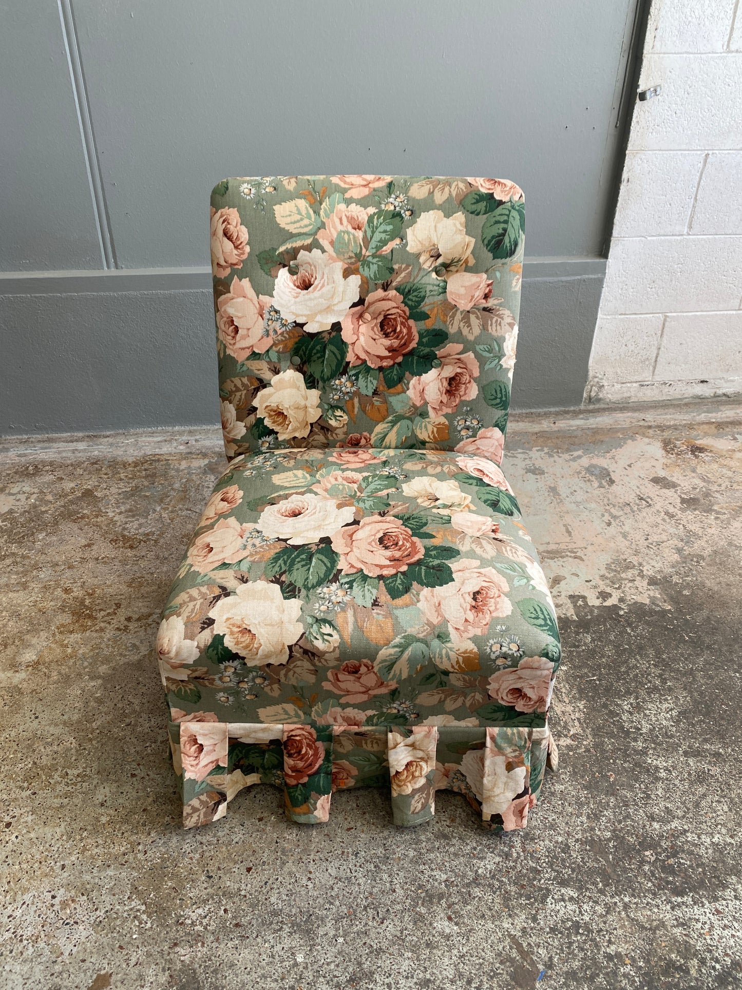 Vintage Floral Slipper Chair