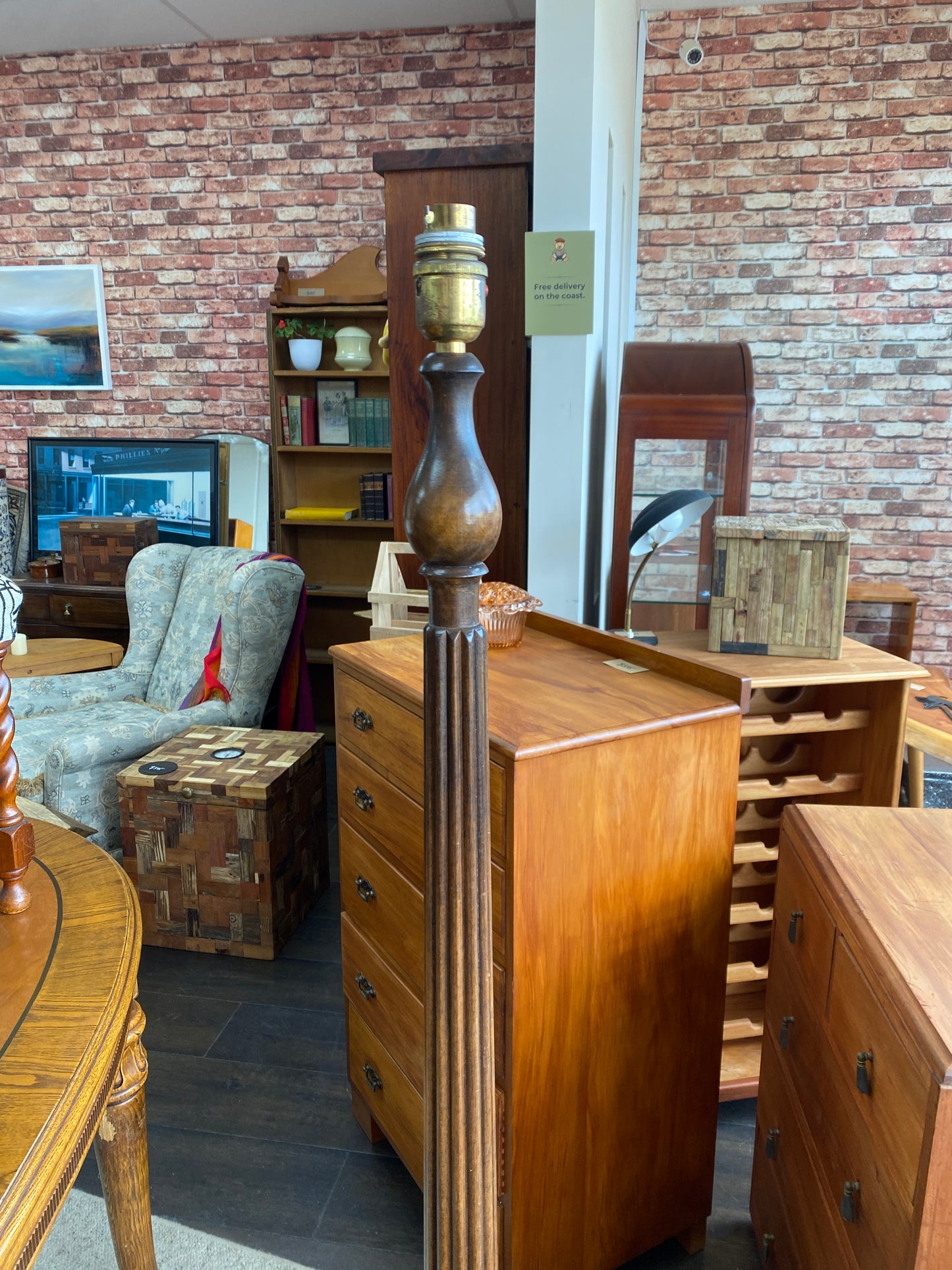 Vintage Fluted Mahogany Standard Lamp