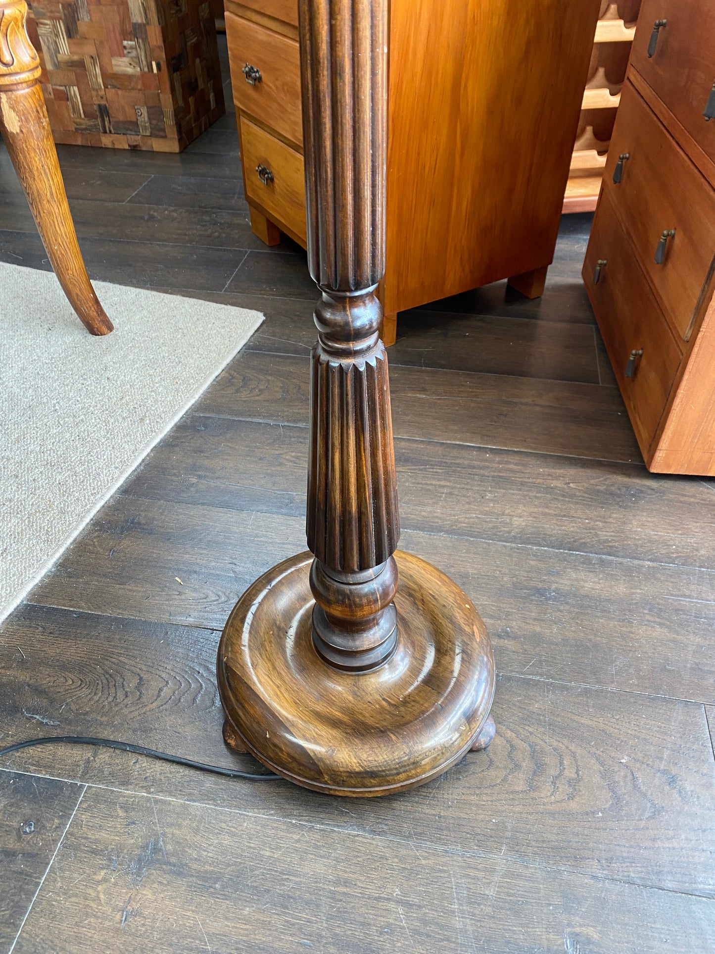 Vintage Fluted Mahogany Standard Lamp