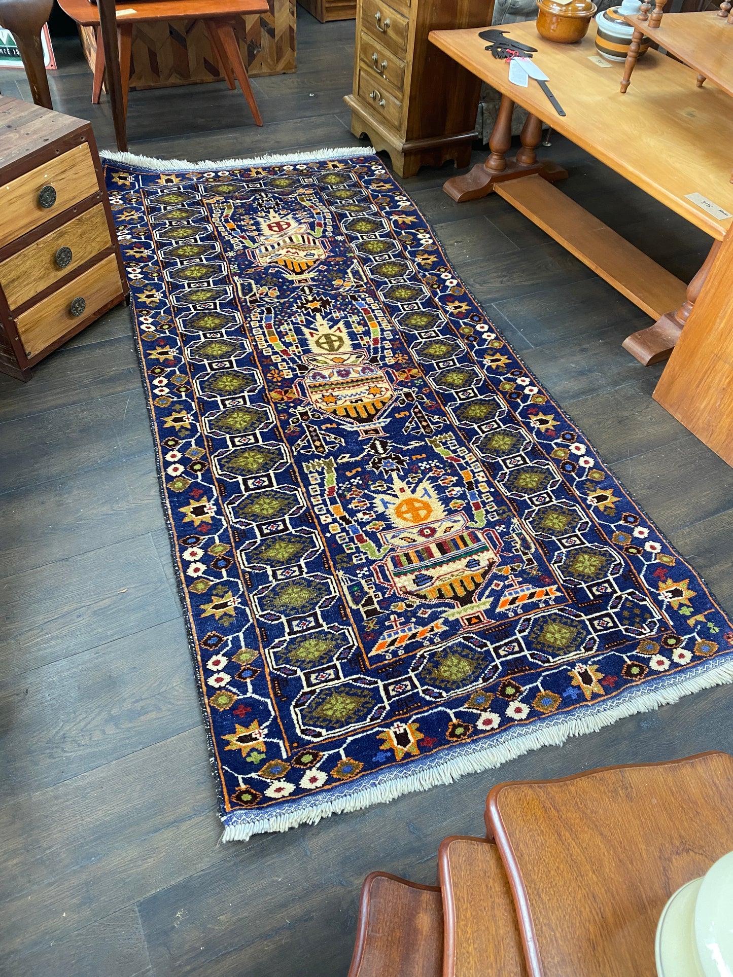 Vintage Hand Knotted Persian Rug 2100mm x 1000mm